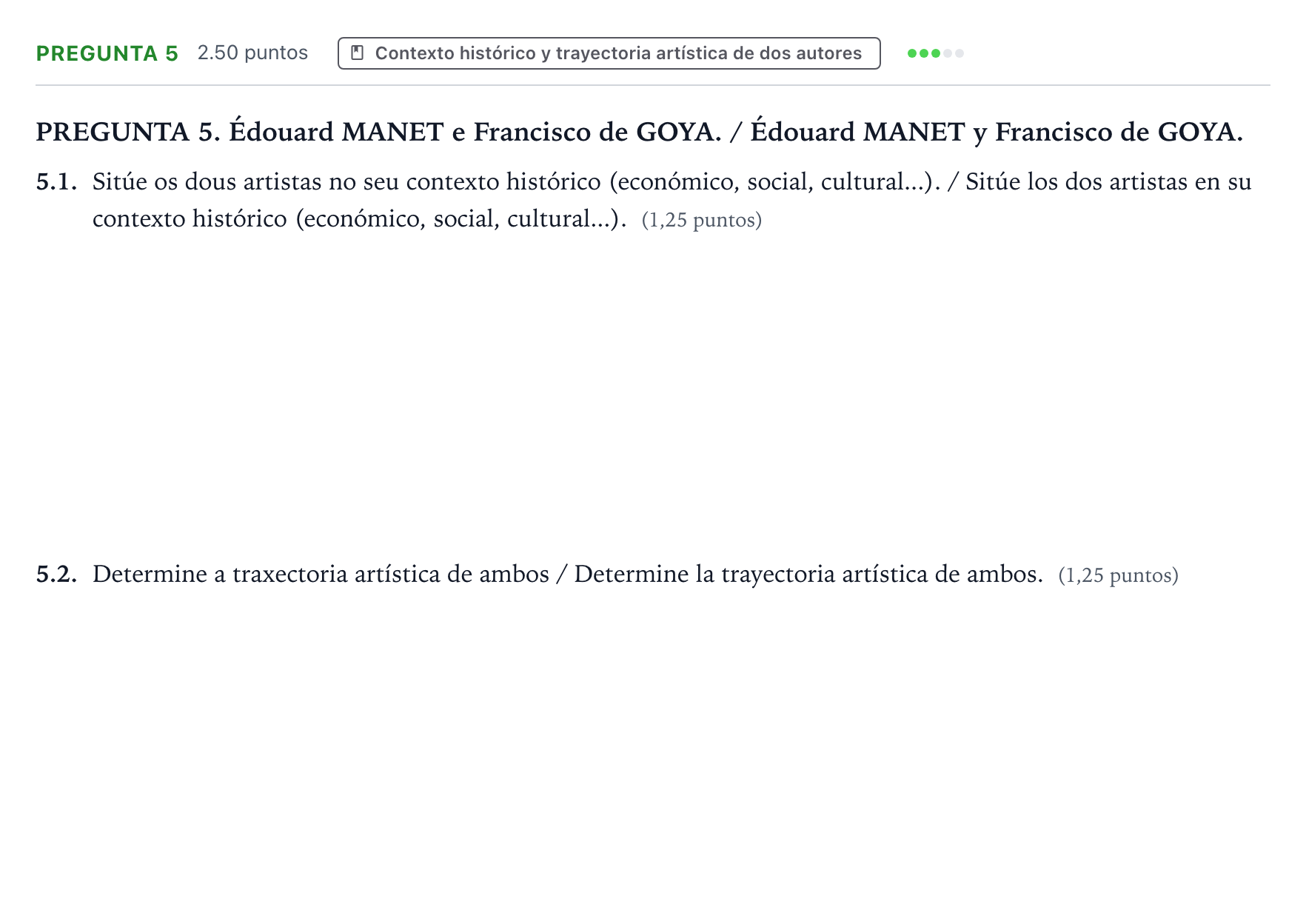 Enunciado: Pregunta 5 · Fundamentos Artísticos PAU Galicia Extraordinaria 2021