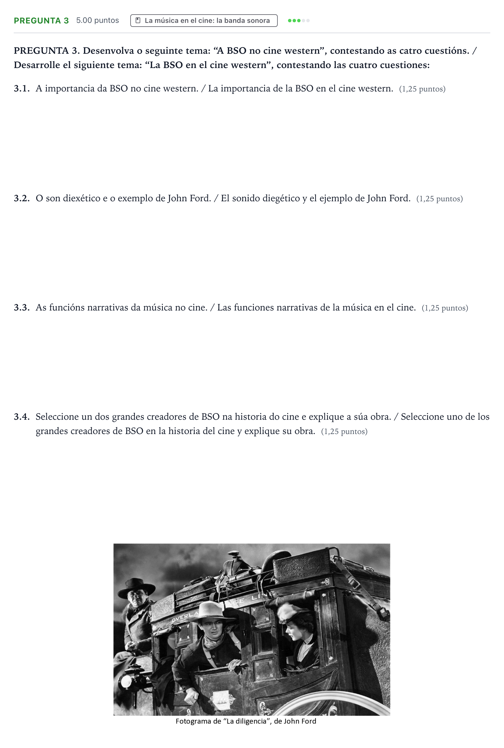 Enunciado: Pregunta 3 · Cultura Audiovisual II PAU Galicia Extraordinaria 2021