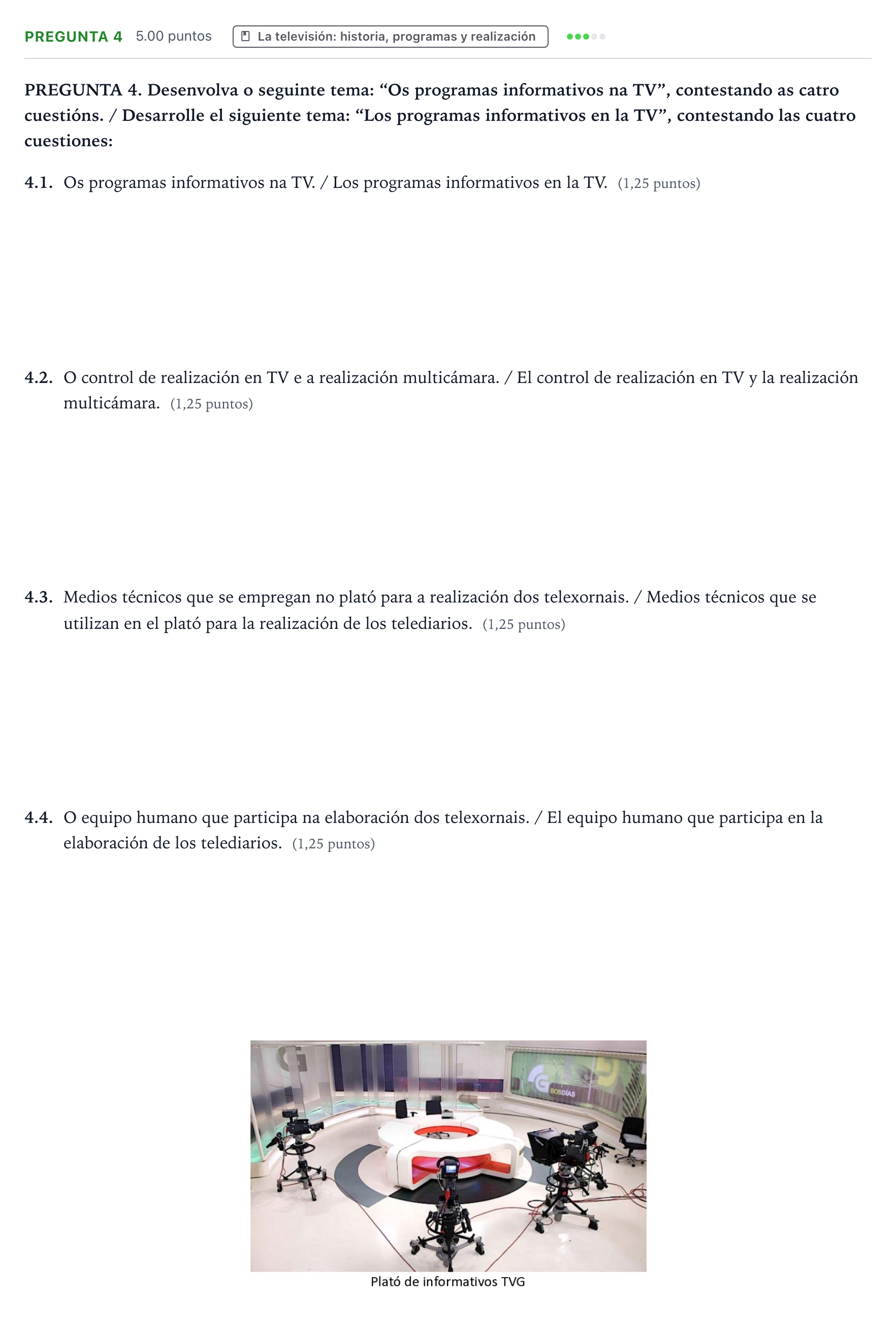 Enunciado: Pregunta 4 · Cultura Audiovisual II PAU Galicia Extraordinaria 2021