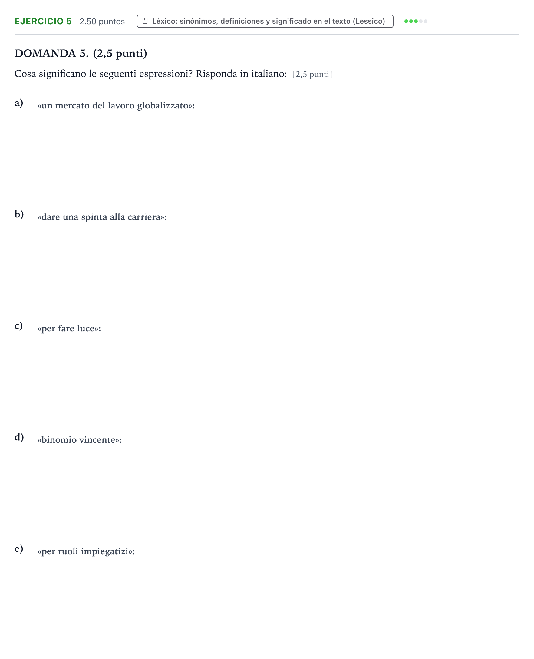 Enunciado: Problema 5 · Italiano PAU Galicia Ordinaria (2ª lengua extranjera) 2021