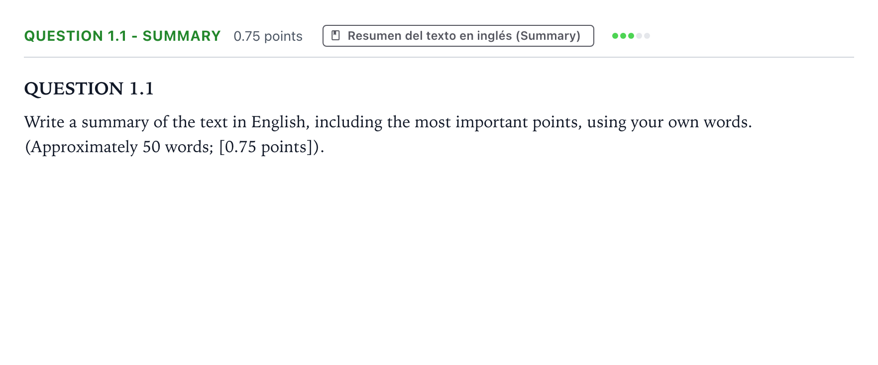 Enunciado: Question 1.1 - Summary · Inglés PAU Galicia Extraordinaria (2ª lengua extranjera) 2021