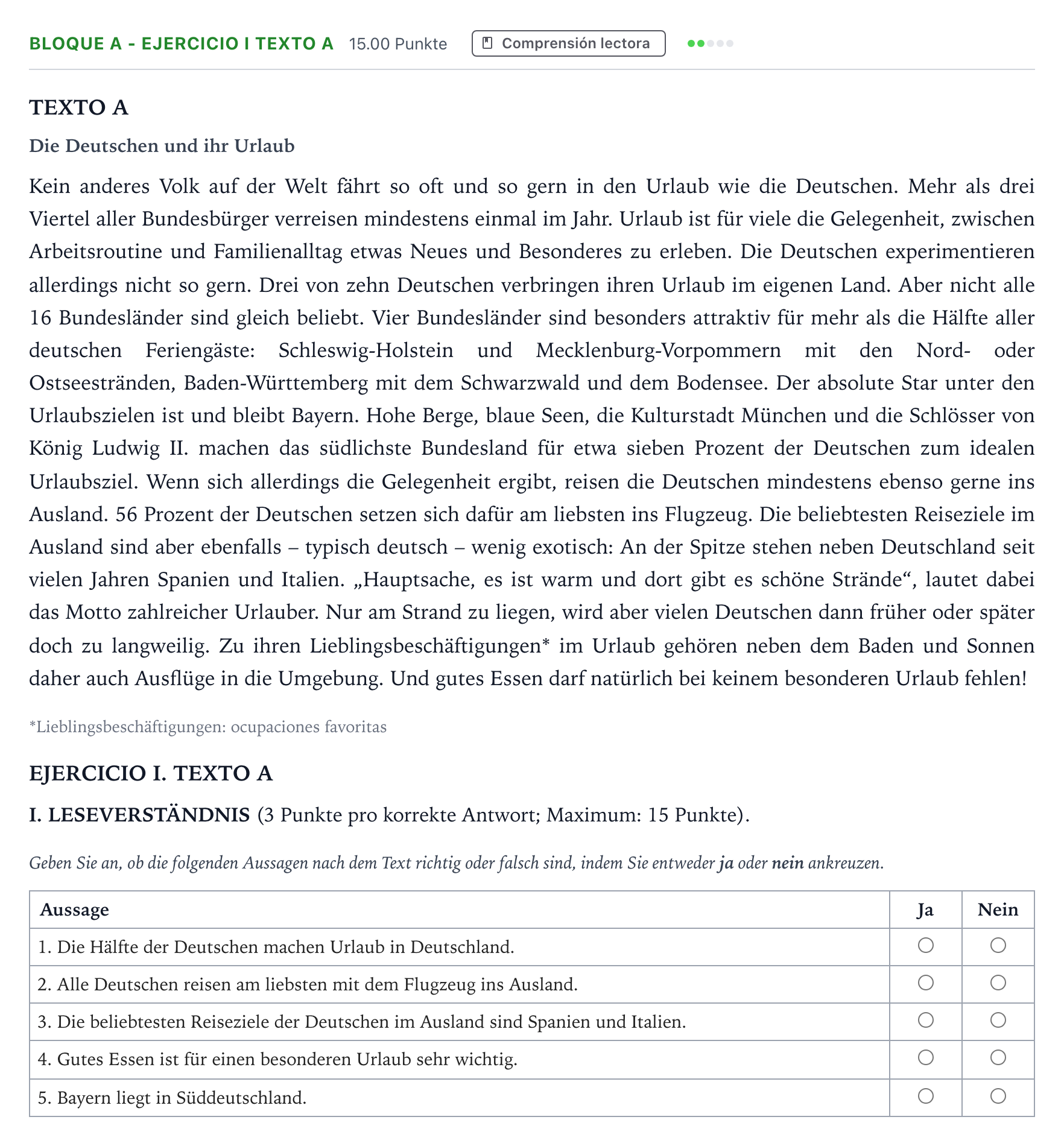 Enunciado: Bloque A - Ejercicio I Texto A · Alemán PAU Andalucía Ordinaria Titular (Admisión) 2021