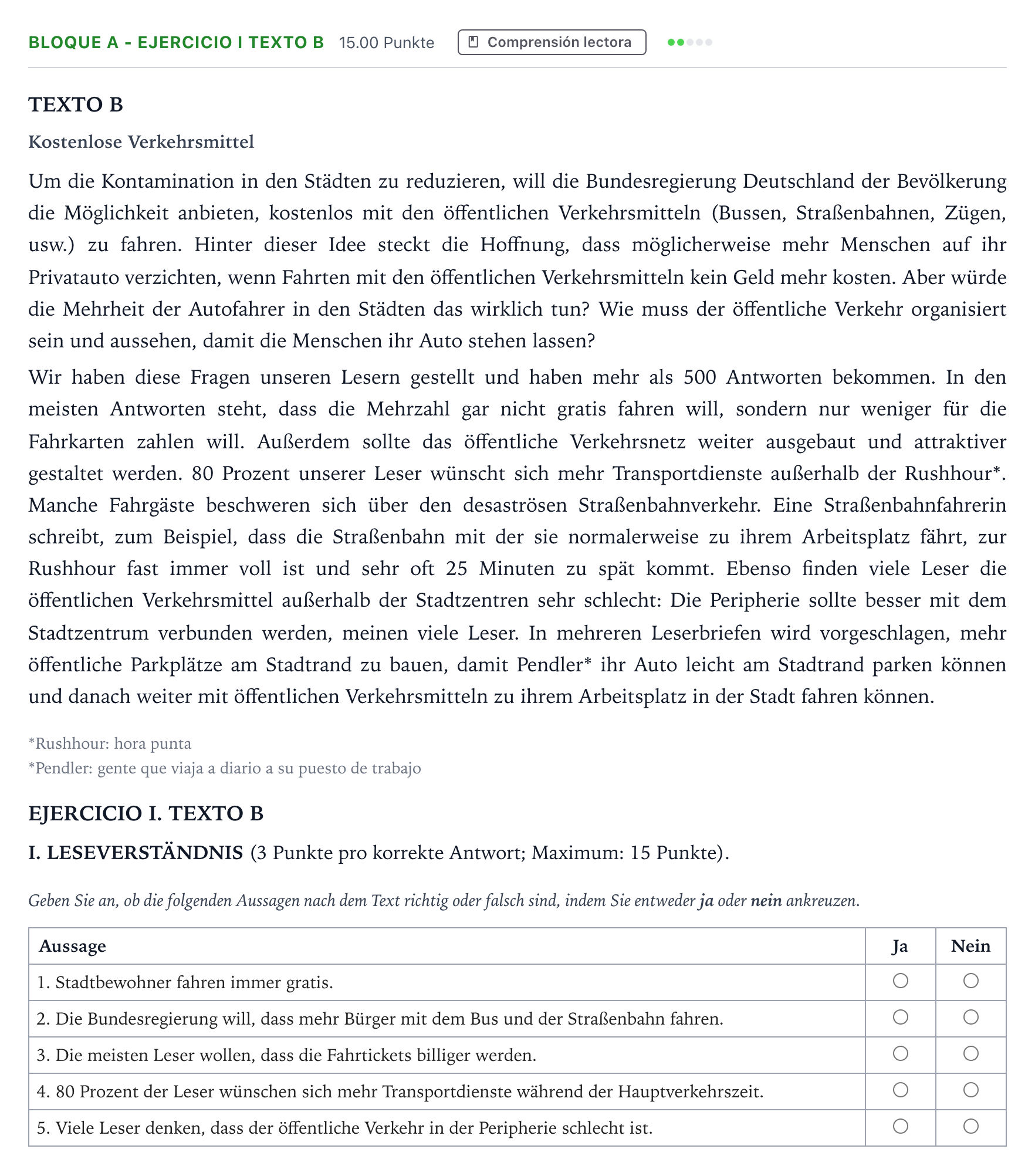 Enunciado: Bloque A - Ejercicio I Texto B · Alemán PAU Andalucía Ordinaria Titular (Admisión) 2021