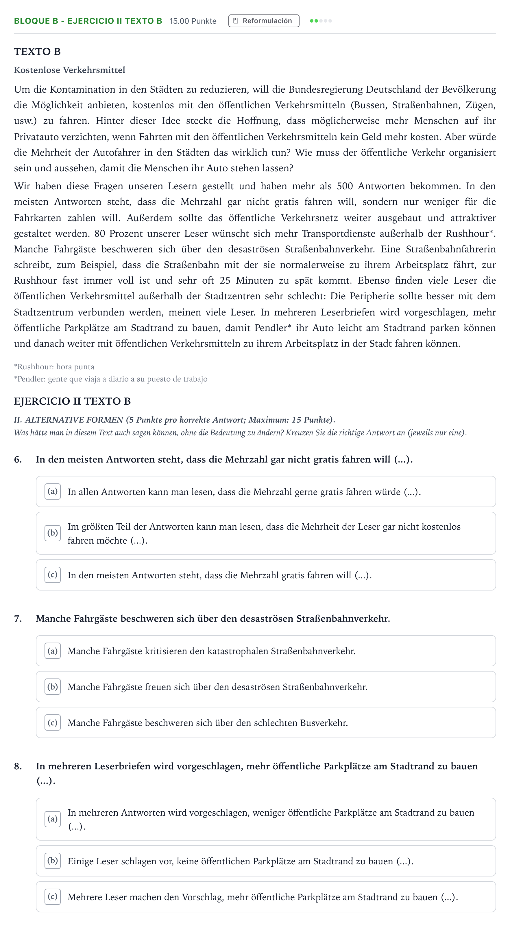 Enunciado: Bloque B - Ejercicio II Texto B · Alemán PAU Andalucía Ordinaria Titular (Admisión) 2021