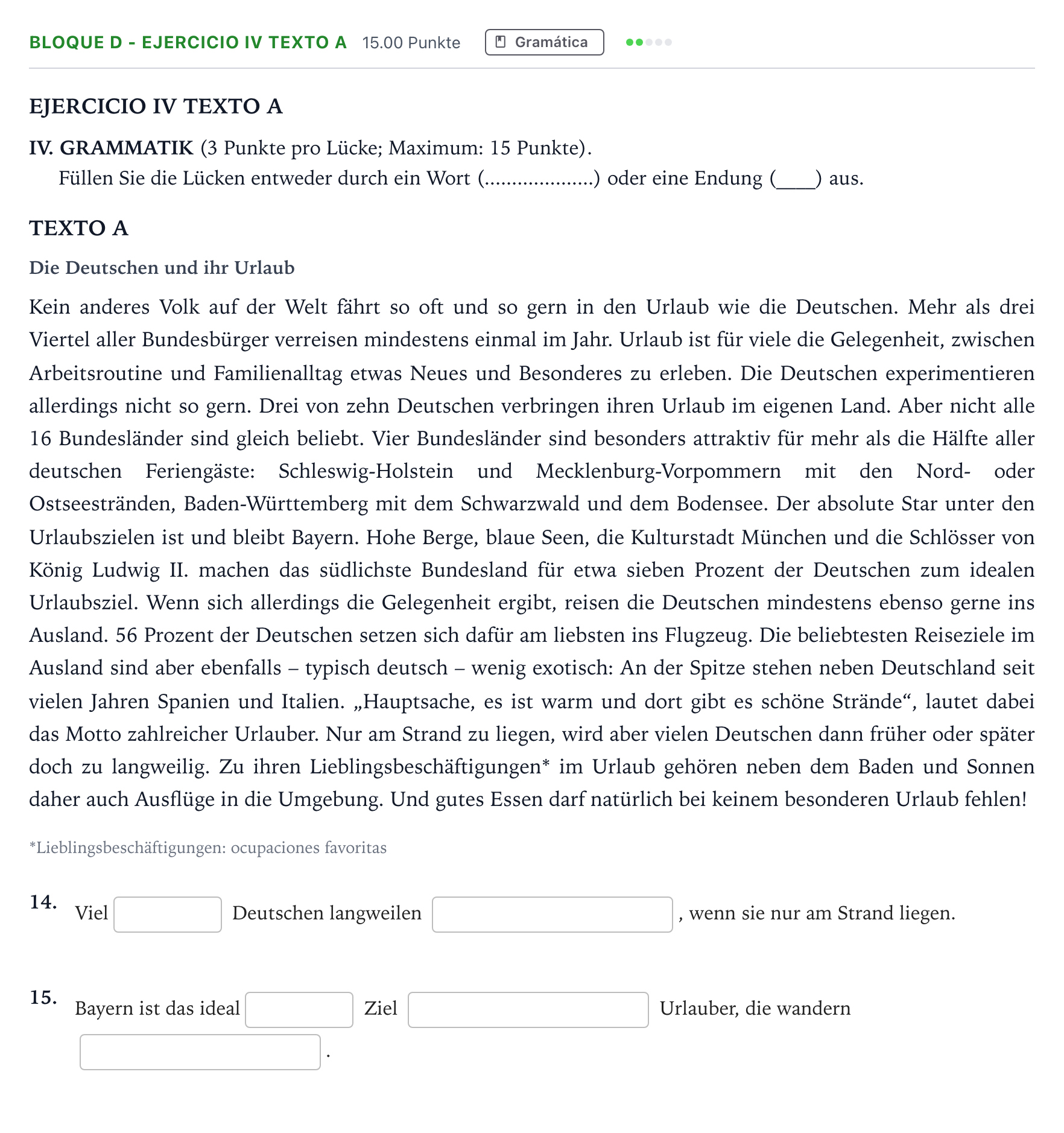 Enunciado: Bloque D - Ejercicio IV Texto A · Alemán PAU Andalucía Ordinaria Titular (Admisión) 2021