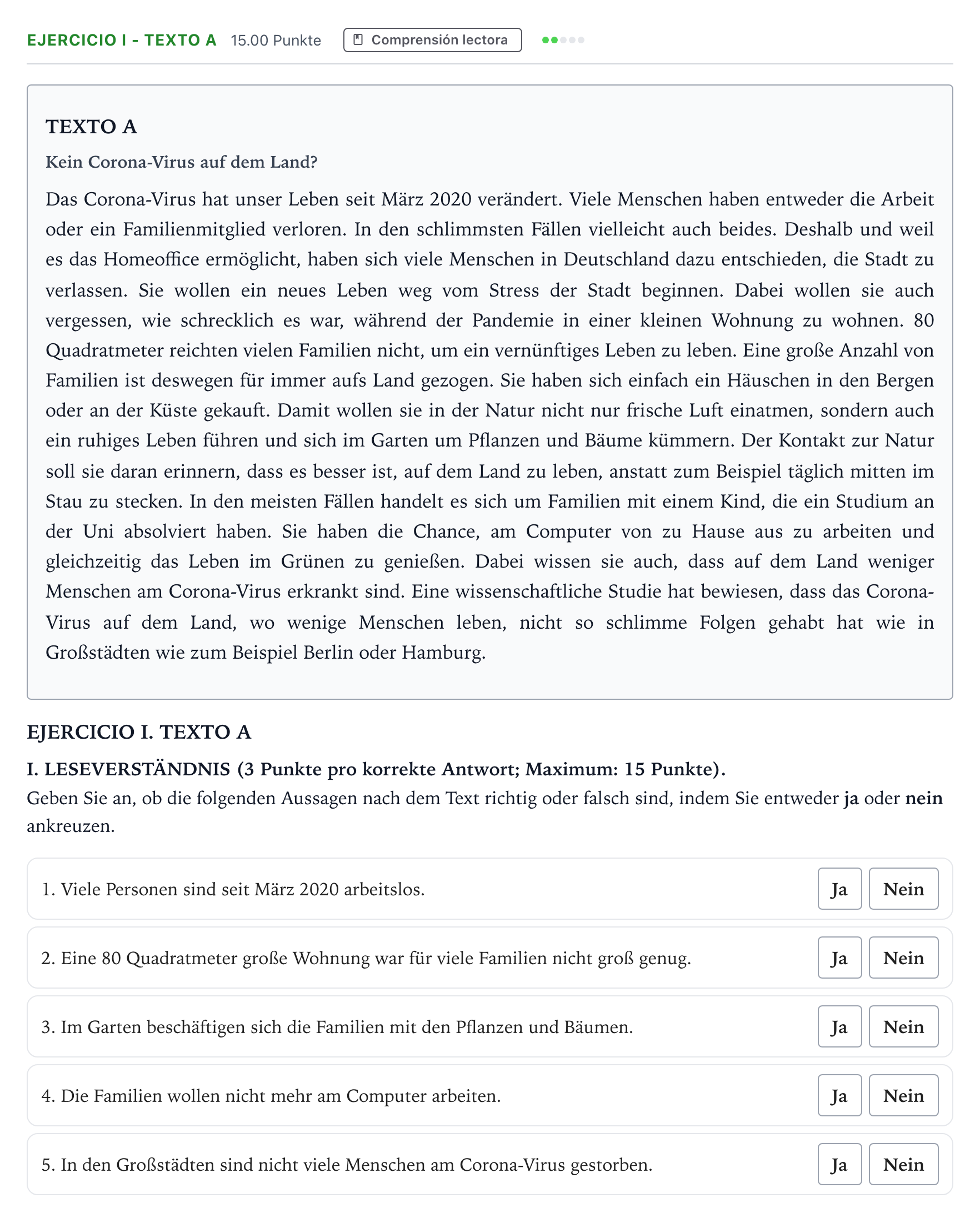 Enunciado: Ejercicio I - Texto A · Alemán PAU Andalucía Ordinaria Titular (Acceso) 2021
