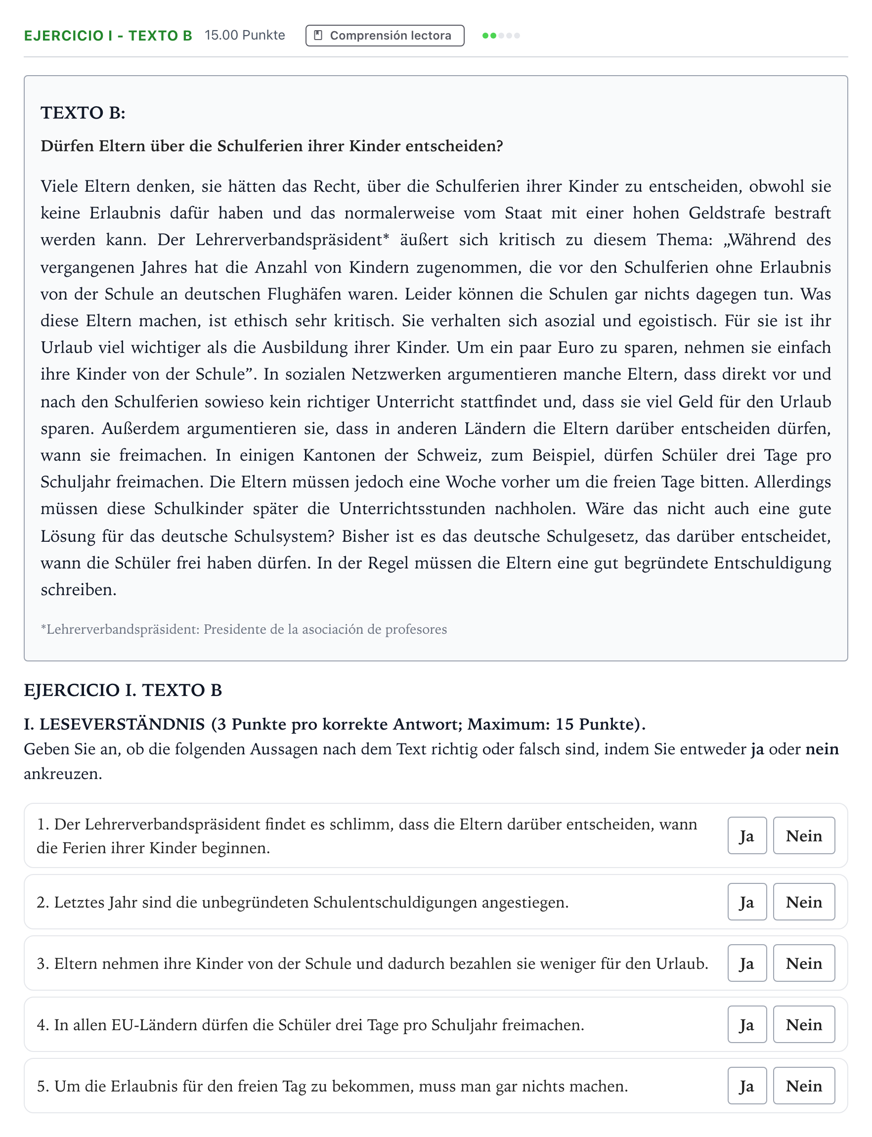 Enunciado: Ejercicio I - Texto B · Alemán PAU Andalucía Ordinaria Titular (Acceso) 2021