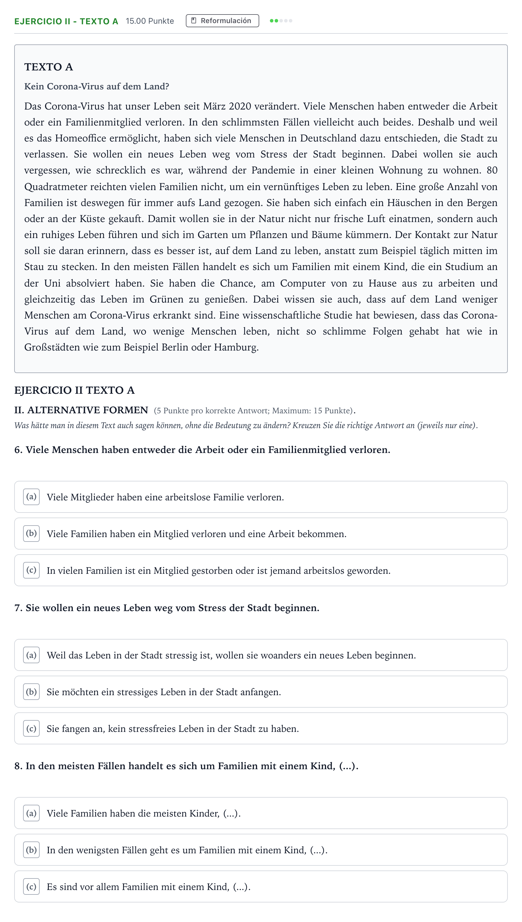 Enunciado: Ejercicio II - Texto A · Alemán PAU Andalucía Ordinaria Titular (Acceso) 2021