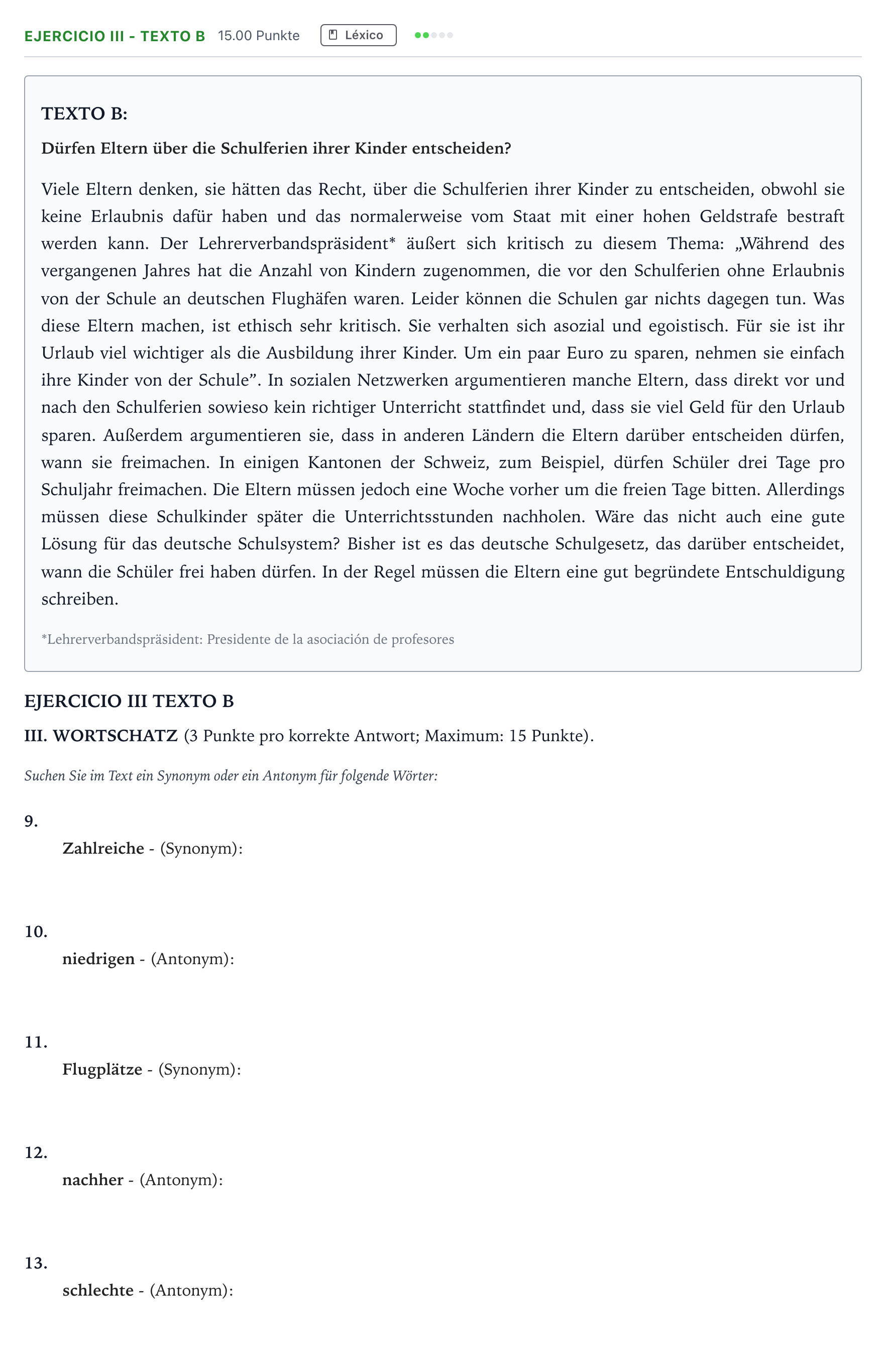 Enunciado: Ejercicio III - Texto B · Alemán PAU Andalucía Ordinaria Titular (Acceso) 2021
