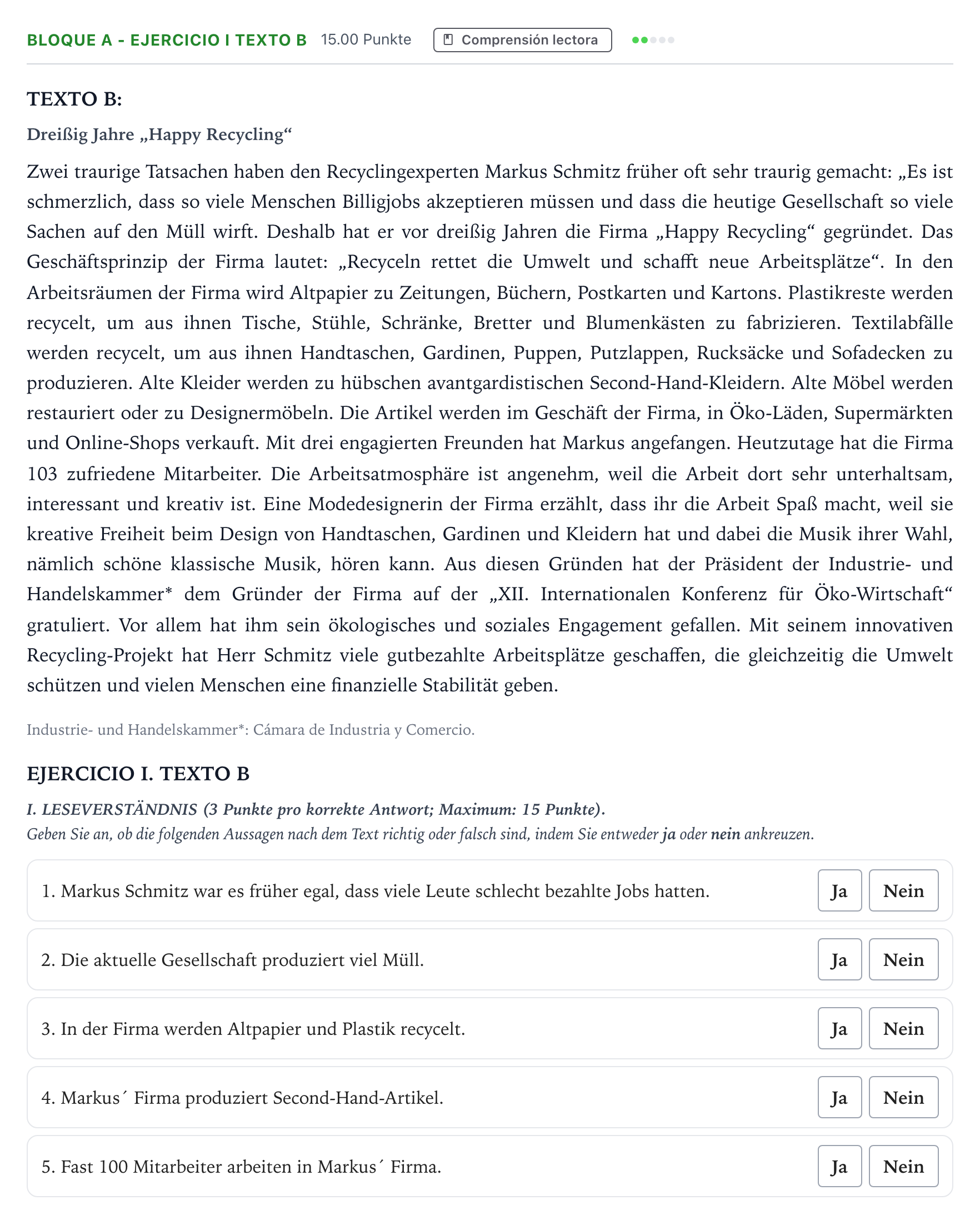 Enunciado: Bloque A - Ejercicio I Texto B · Alemán PAU Andalucía Ordinaria Suplente 2021