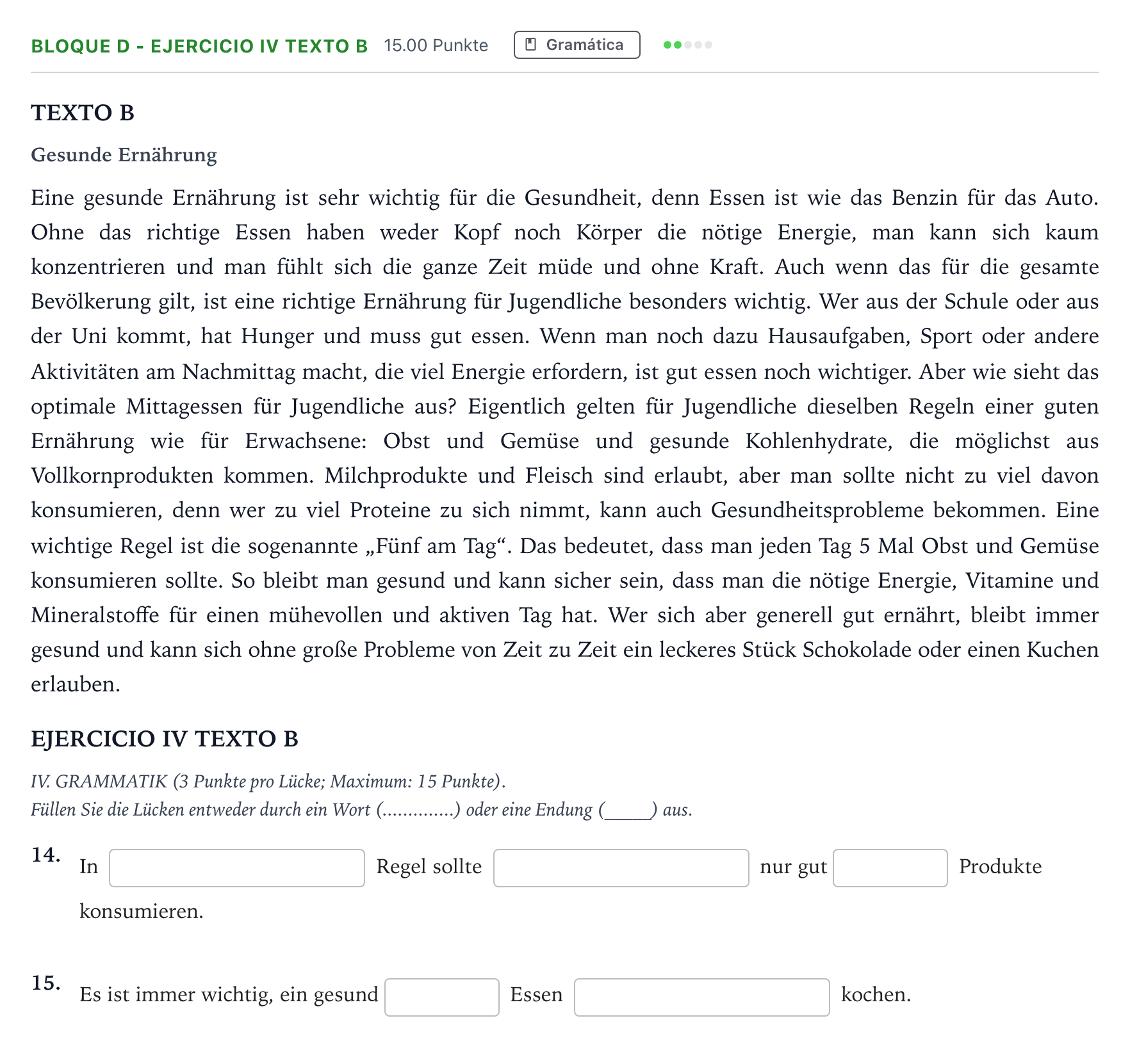 Enunciado: Bloque D - Ejercicio IV Texto B · Alemán PAU Andalucía Ordinaria Reserva 2021