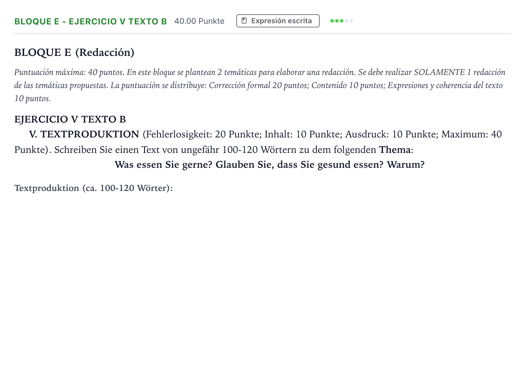 Enunciado: Bloque E - Ejercicio V Texto B · Alemán PAU Andalucía Ordinaria Reserva 2021