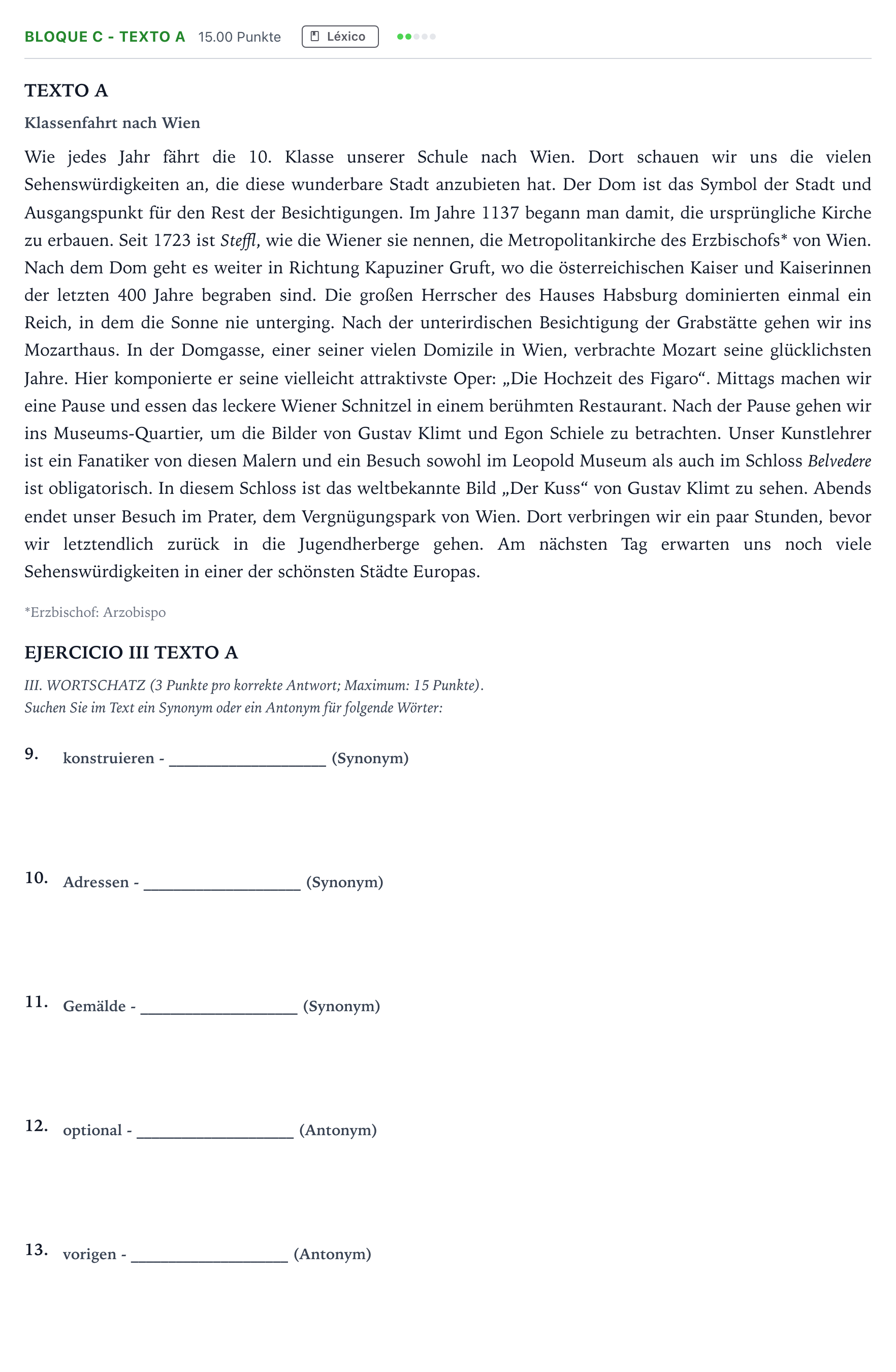 Enunciado: Bloque C - Texto A · Alemán PAU Andalucía Extraordinaria Suplente 2021