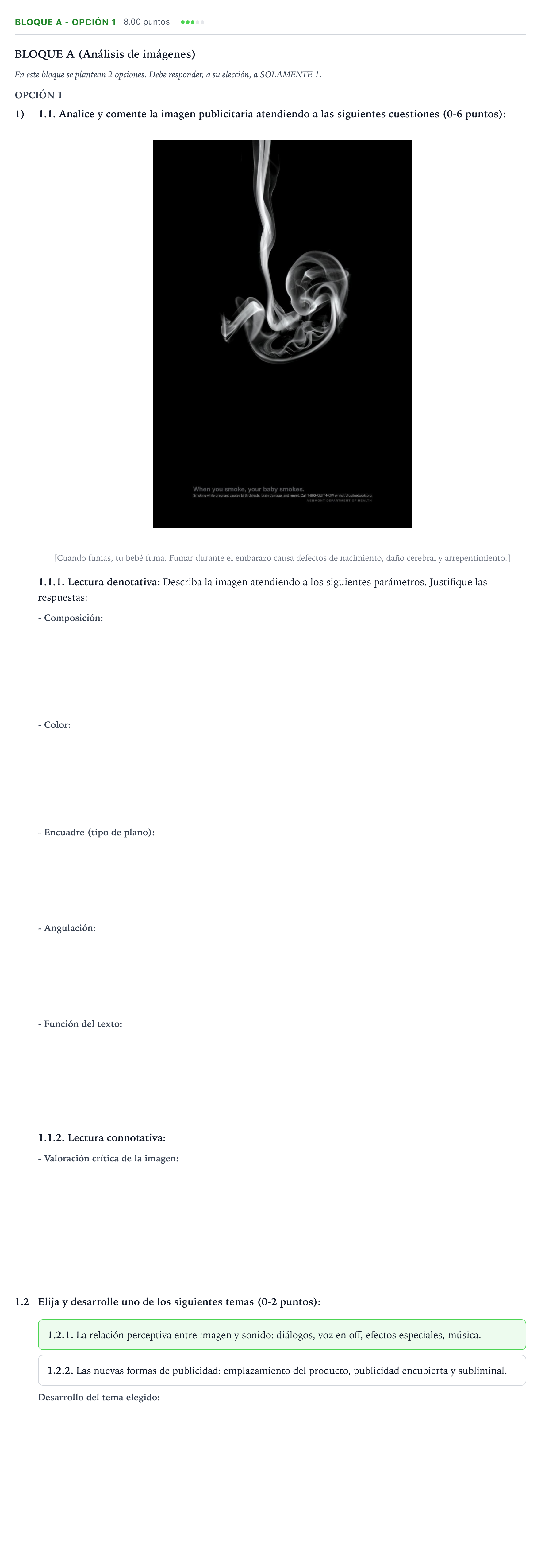 Enunciado: Bloque A - Opción 1 · Cultura Audiovisual II PAU Andalucía Extraordinaria Reserva 2021