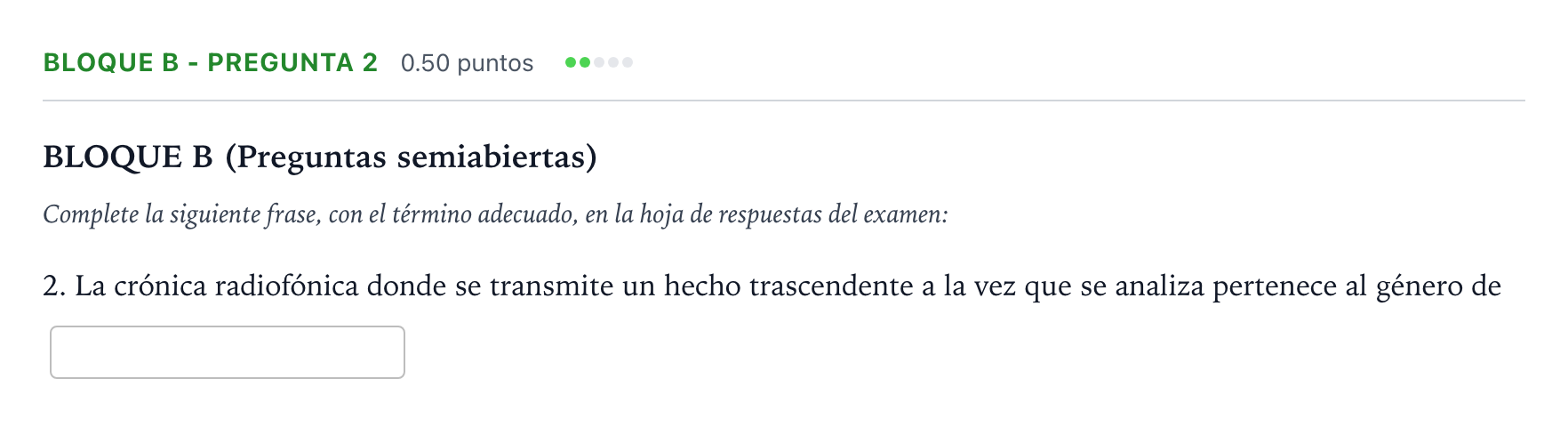 Enunciado: Bloque B - Pregunta 2 · Cultura Audiovisual II PAU Andalucía Extraordinaria Reserva 2021