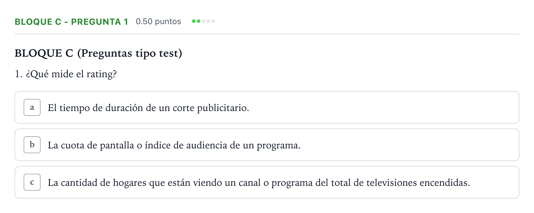 Enunciado: Bloque C - Pregunta 1 · Cultura Audiovisual II PAU Andalucía Extraordinaria Reserva 2021