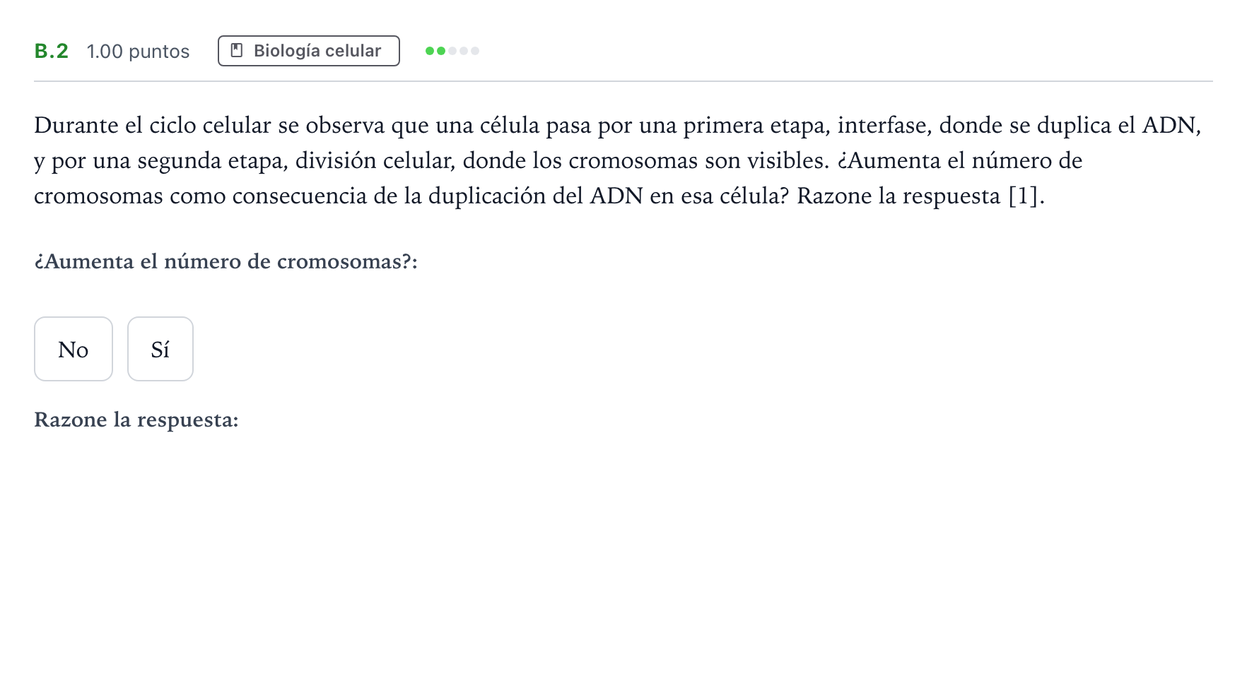 Enunciado: Ejercicio B.2 · Biología PAU Andalucía Extraordinaria Suplente 2021