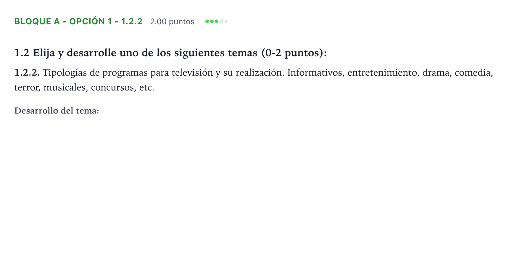 Enunciado: Bloque A - Opción 1 - 1.2.2 · Cultura Audiovisual II PAU Andalucía Extraordinaria Suplente 2021
