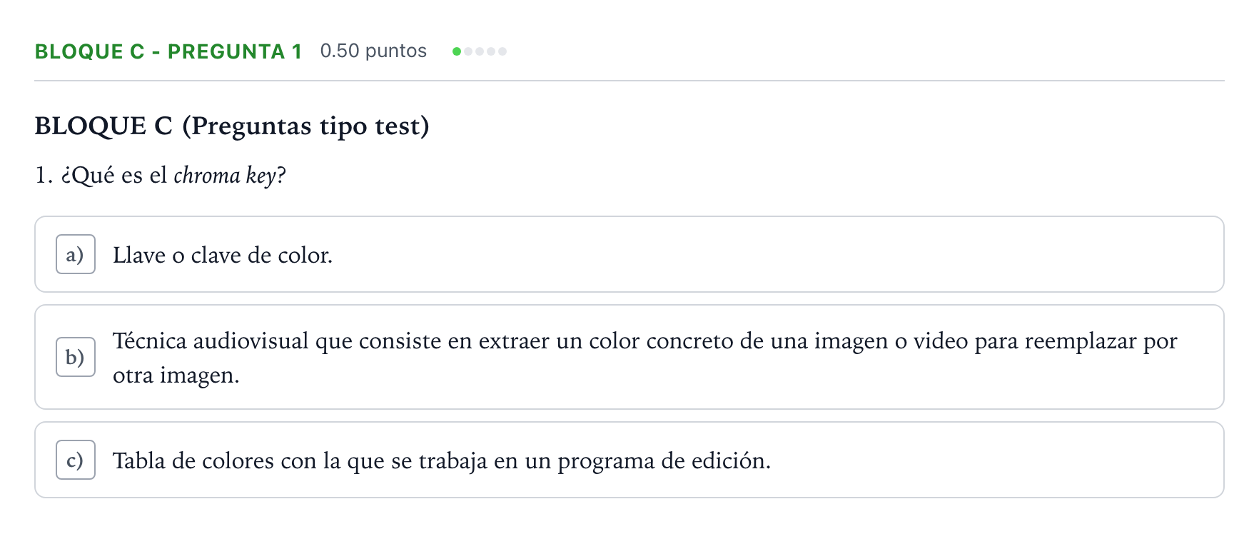 Enunciado: Bloque C - Pregunta 1 · Cultura Audiovisual II PAU Andalucía Extraordinaria Suplente 2021