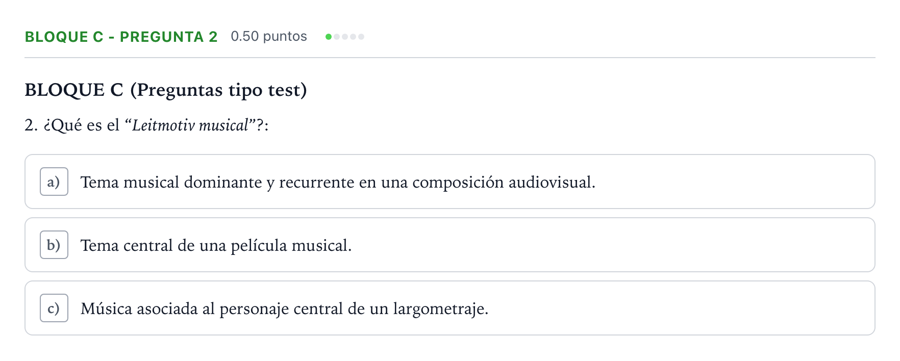 Enunciado: Bloque C - Pregunta 2 · Cultura Audiovisual II PAU Andalucía Extraordinaria Suplente 2021