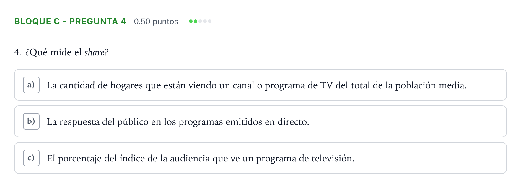 Enunciado: Bloque C - Pregunta 4 · Cultura Audiovisual II PAU Andalucía Extraordinaria Suplente 2021