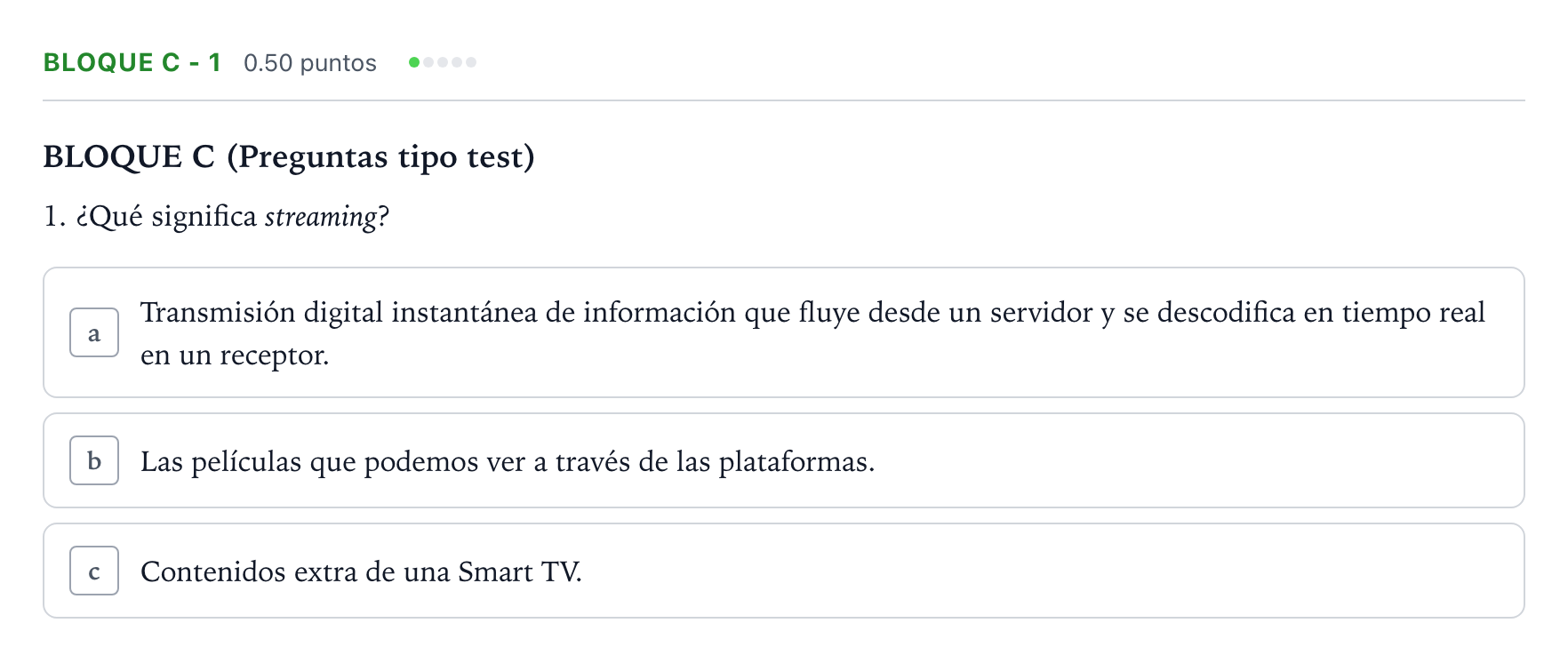 Enunciado: Bloque C - 1 · Cultura Audiovisual II PAU Andalucía Extraordinaria Titular 2021