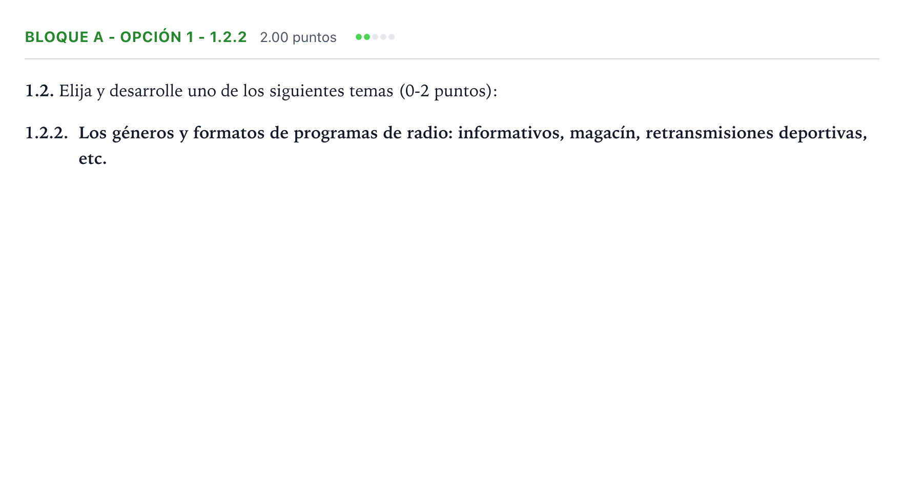 Enunciado: Bloque A - Opción 1 - 1.2.2 · Cultura Audiovisual II PAU Andalucía Ordinaria Reserva 2021