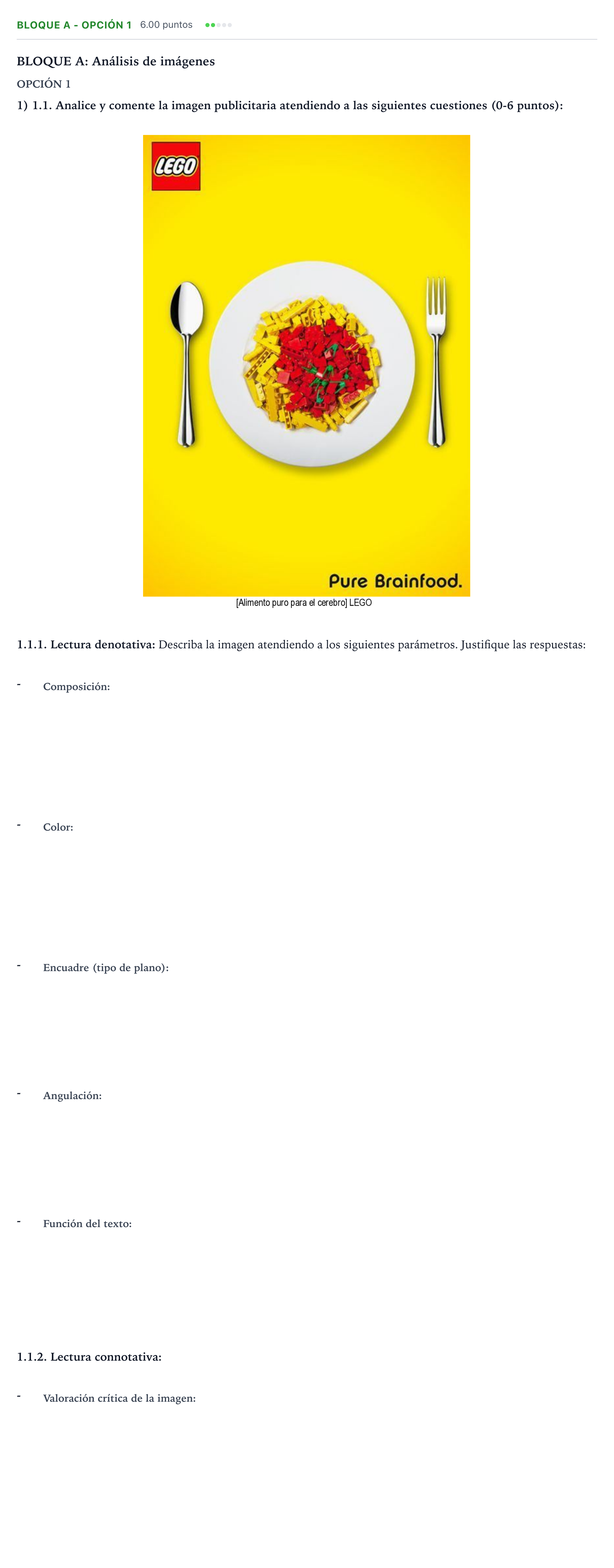 Enunciado: Bloque A - Opción 1 · Cultura Audiovisual II PAU Andalucía Ordinaria Reserva 2021