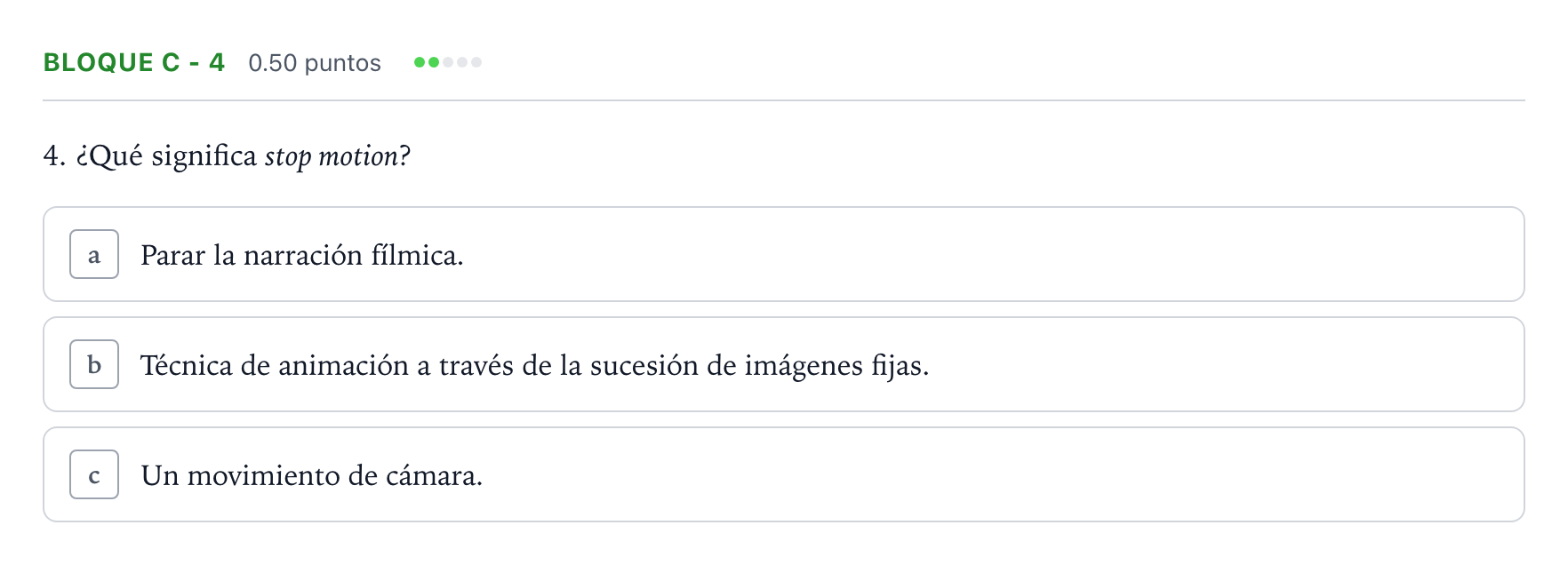 Enunciado: Bloque C - 4 · Cultura Audiovisual II PAU Andalucía Ordinaria Reserva 2021