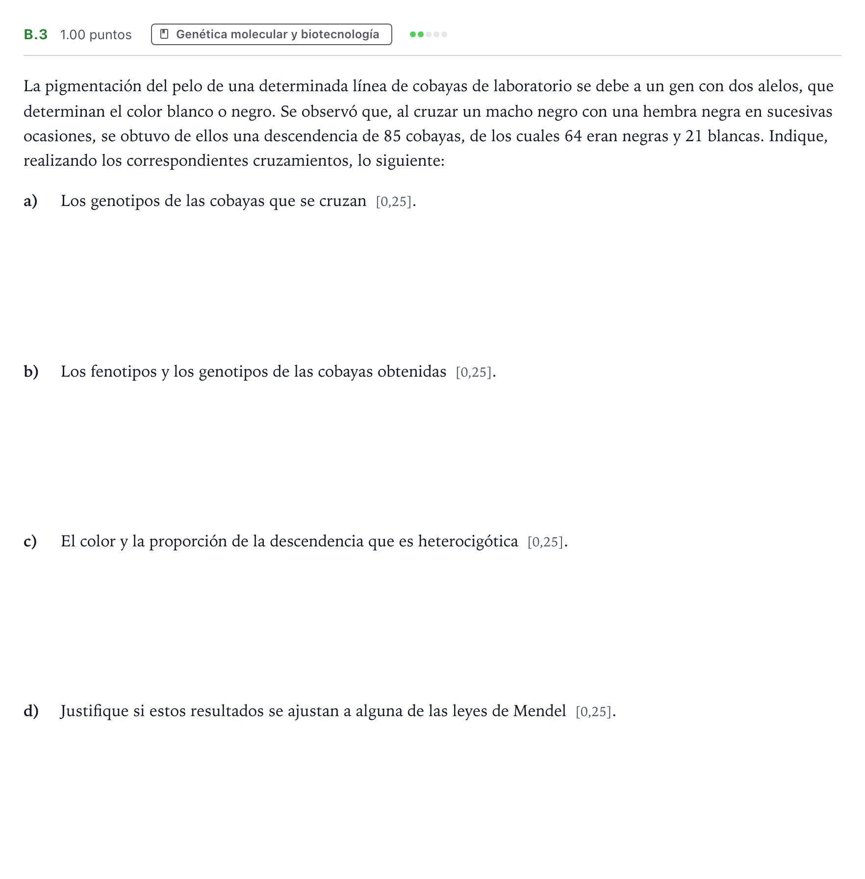 Enunciado: Ejercicio B.3 · Biología PAU Andalucía Extraordinaria Titular 2021