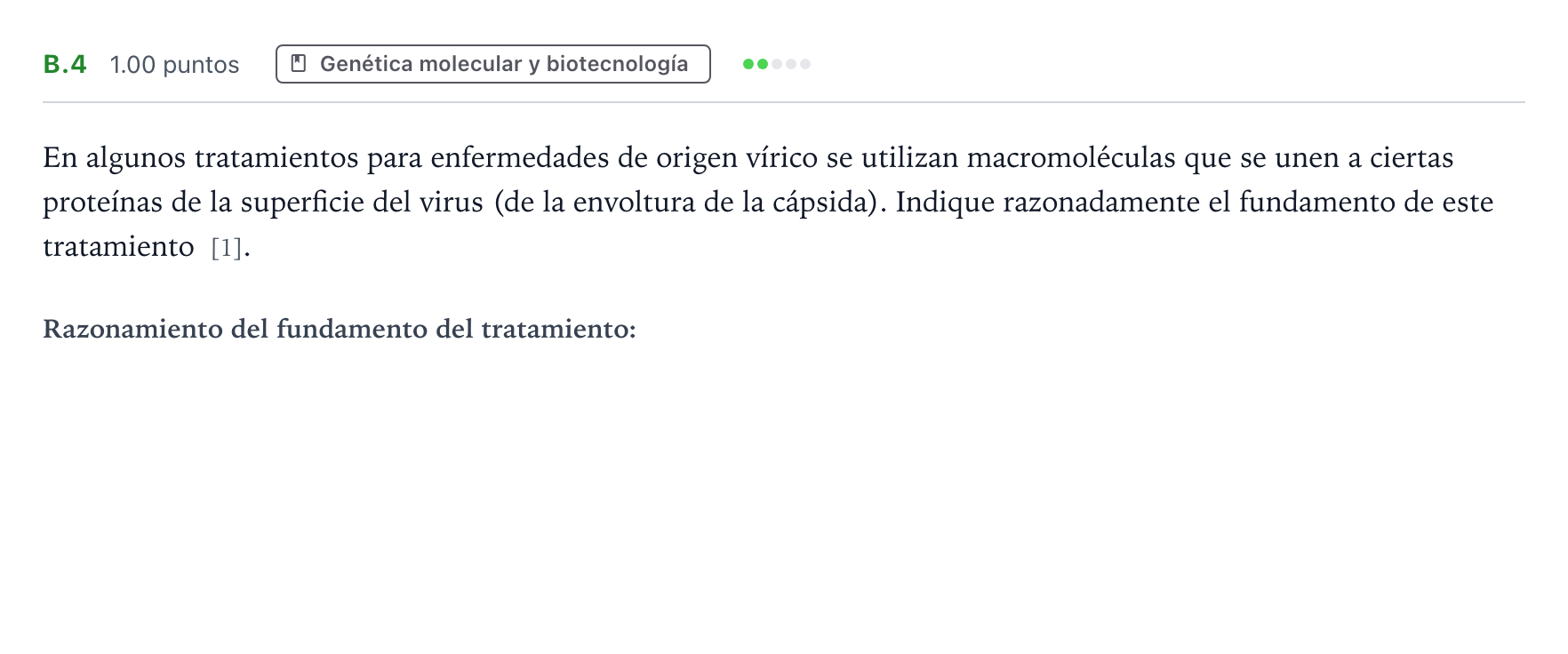 Enunciado: Ejercicio B.4 · Biología PAU Andalucía Extraordinaria Titular 2021