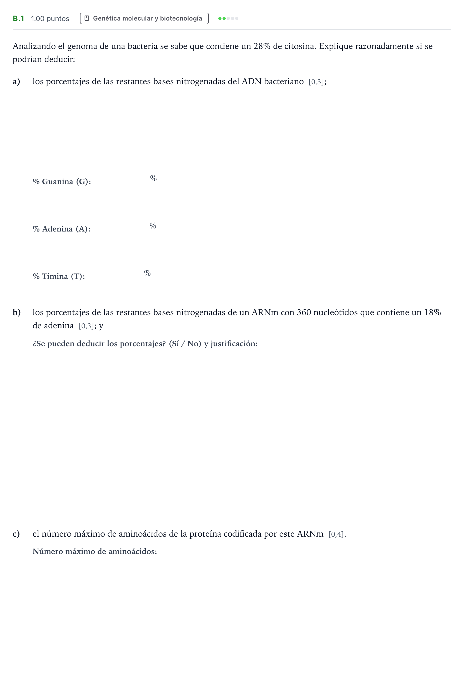 Enunciado: Ejercicio B.1 · Biología PAU Andalucía Ordinaria Suplente 2021