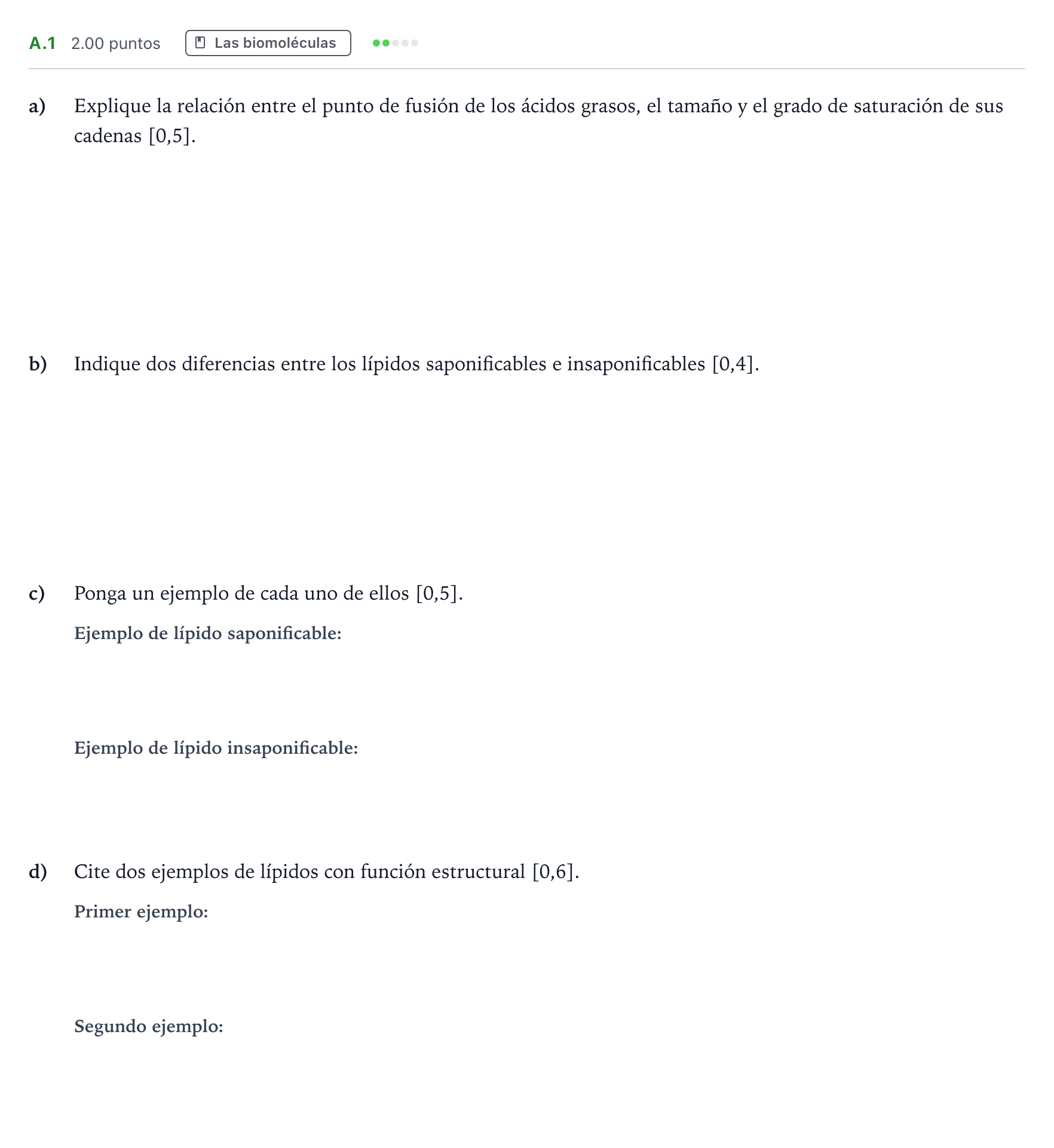 Enunciado: Ejercicio A.1 · Biología PAU Andalucía Ordinaria Titular 2021