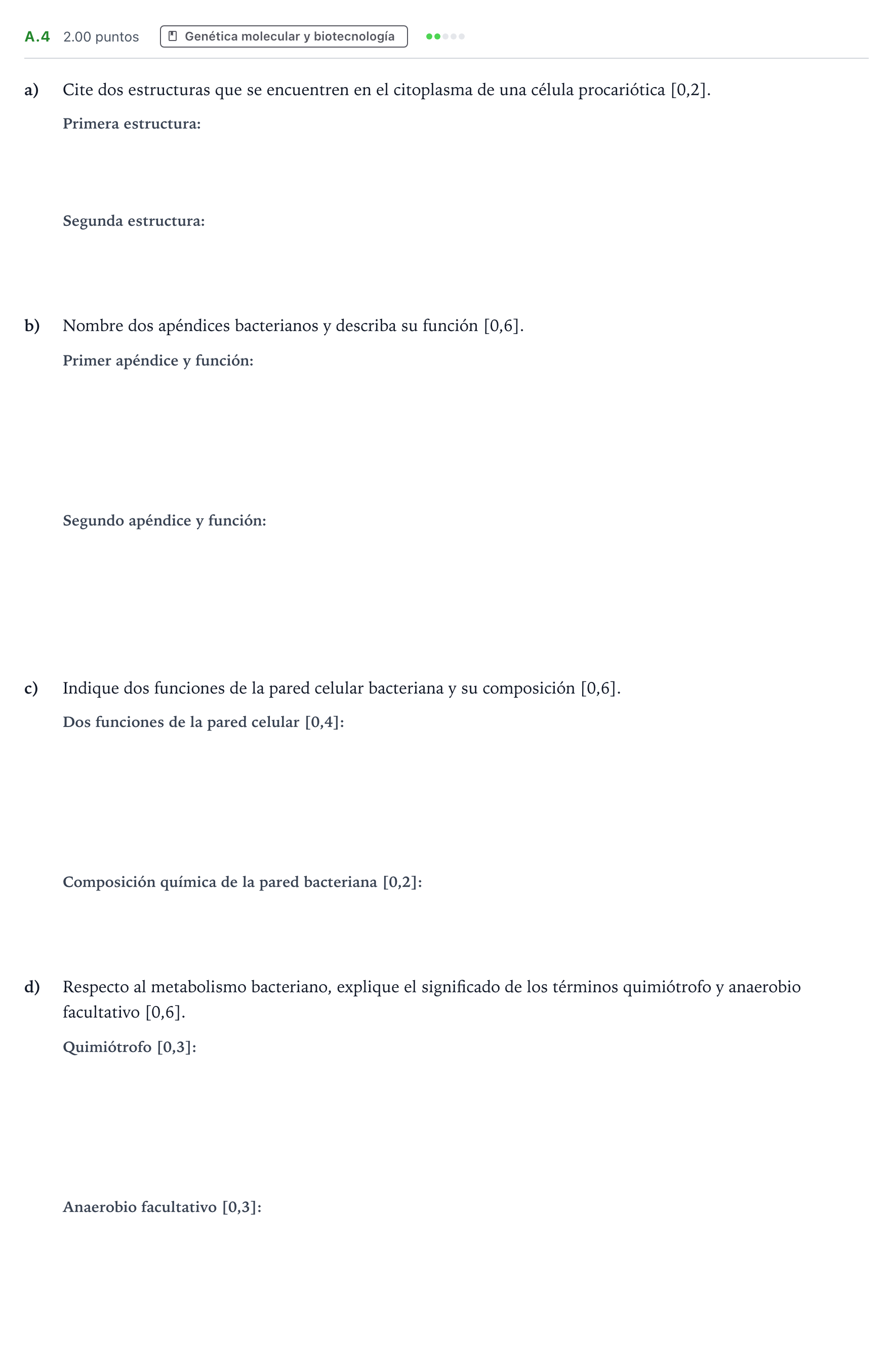 Enunciado: Ejercicio A.4 · Biología PAU Andalucía Ordinaria Titular 2021