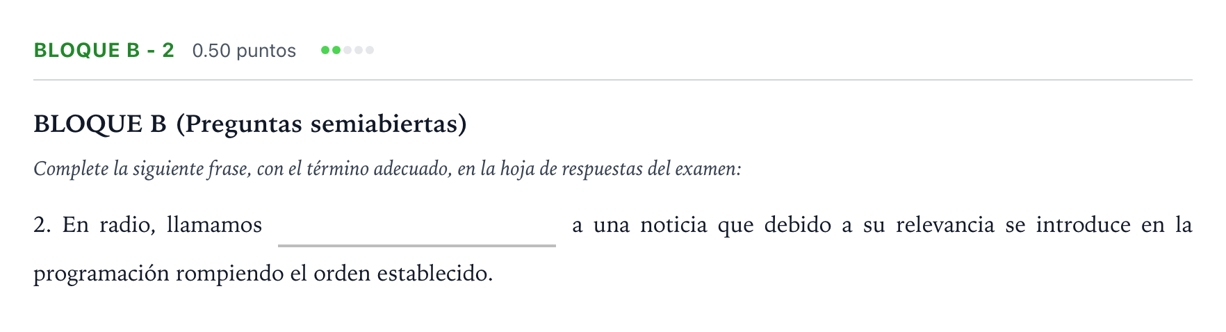 Enunciado: Bloque B - 2 · Cultura Audiovisual II PAU Andalucía Ordinaria Suplente 2021