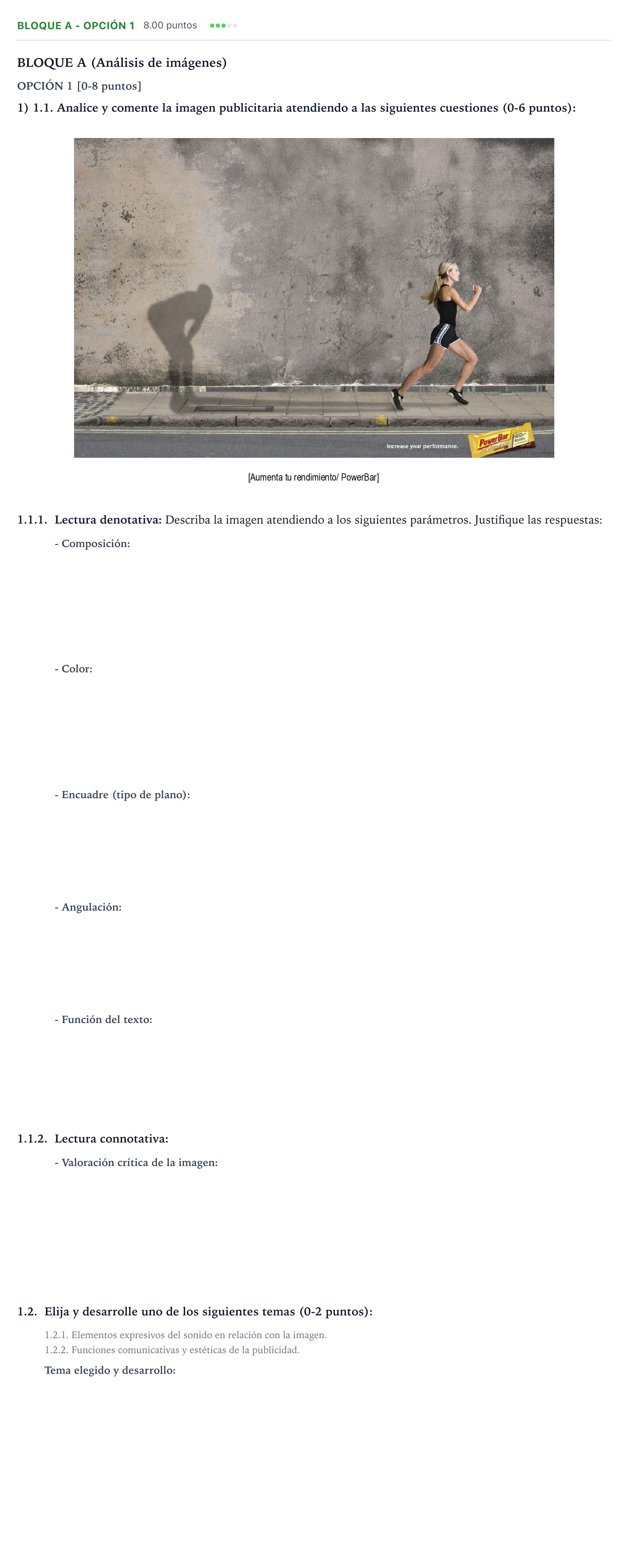 Enunciado: Bloque A - Opción 1 · Cultura Audiovisual II PAU Andalucía Ordinaria Titular 2021