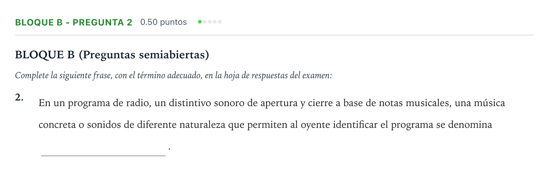 Enunciado: Bloque B - Pregunta 2 · Cultura Audiovisual II PAU Andalucía Ordinaria Titular 2021