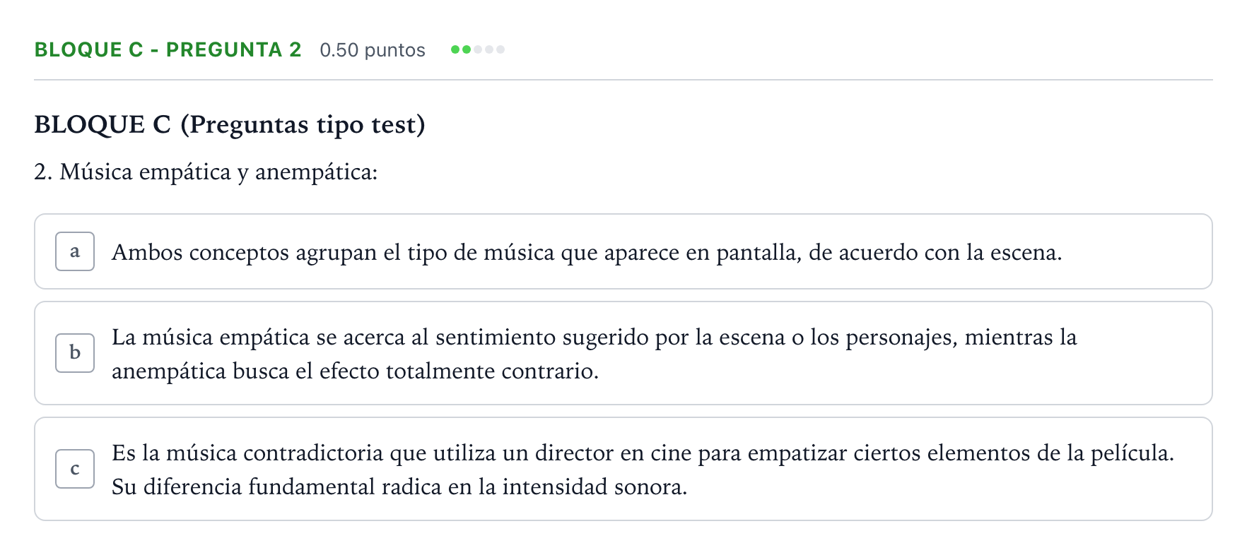 Enunciado: Bloque C - Pregunta 2 · Cultura Audiovisual II PAU Andalucía Ordinaria Titular 2021