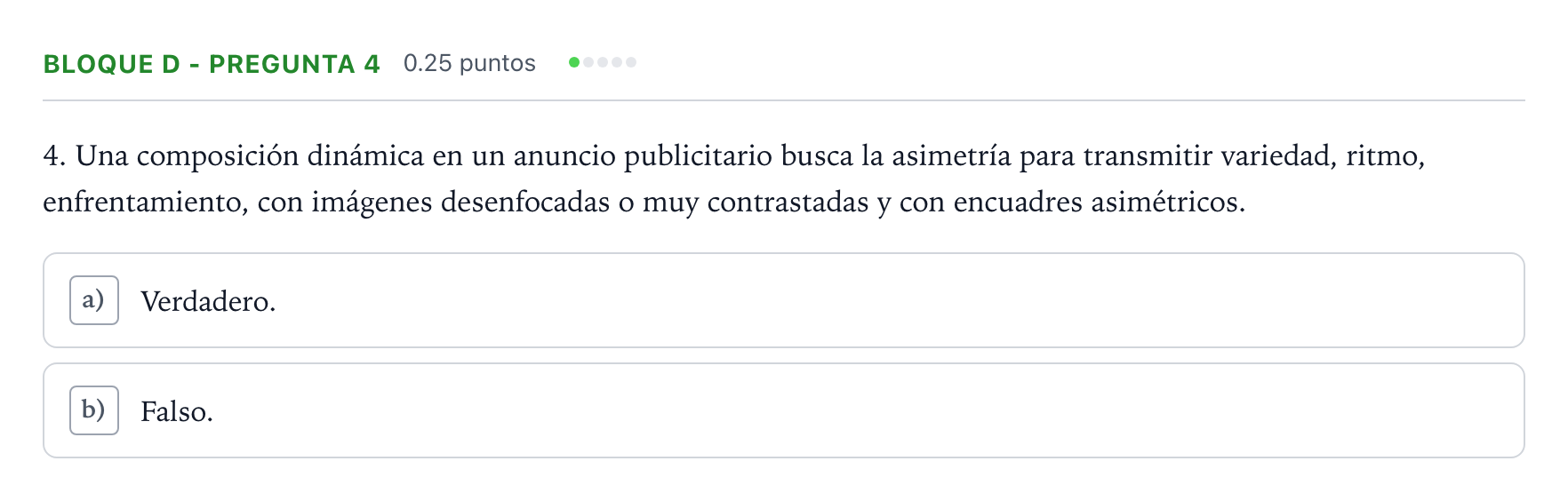 Enunciado: Bloque D - Pregunta 4 · Cultura Audiovisual II PAU Andalucía Ordinaria Titular 2021