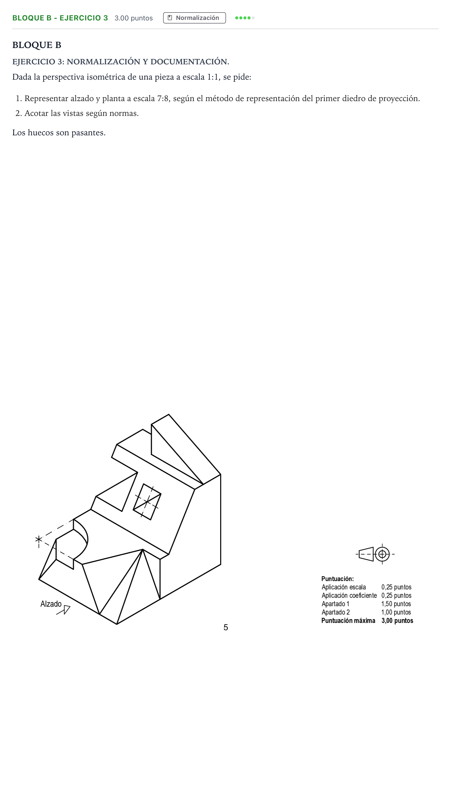 Enunciado: Bloque B - Ejercicio 3 · Dibujo técnico II PAU Andalucía Extraordinaria Suplente 2021