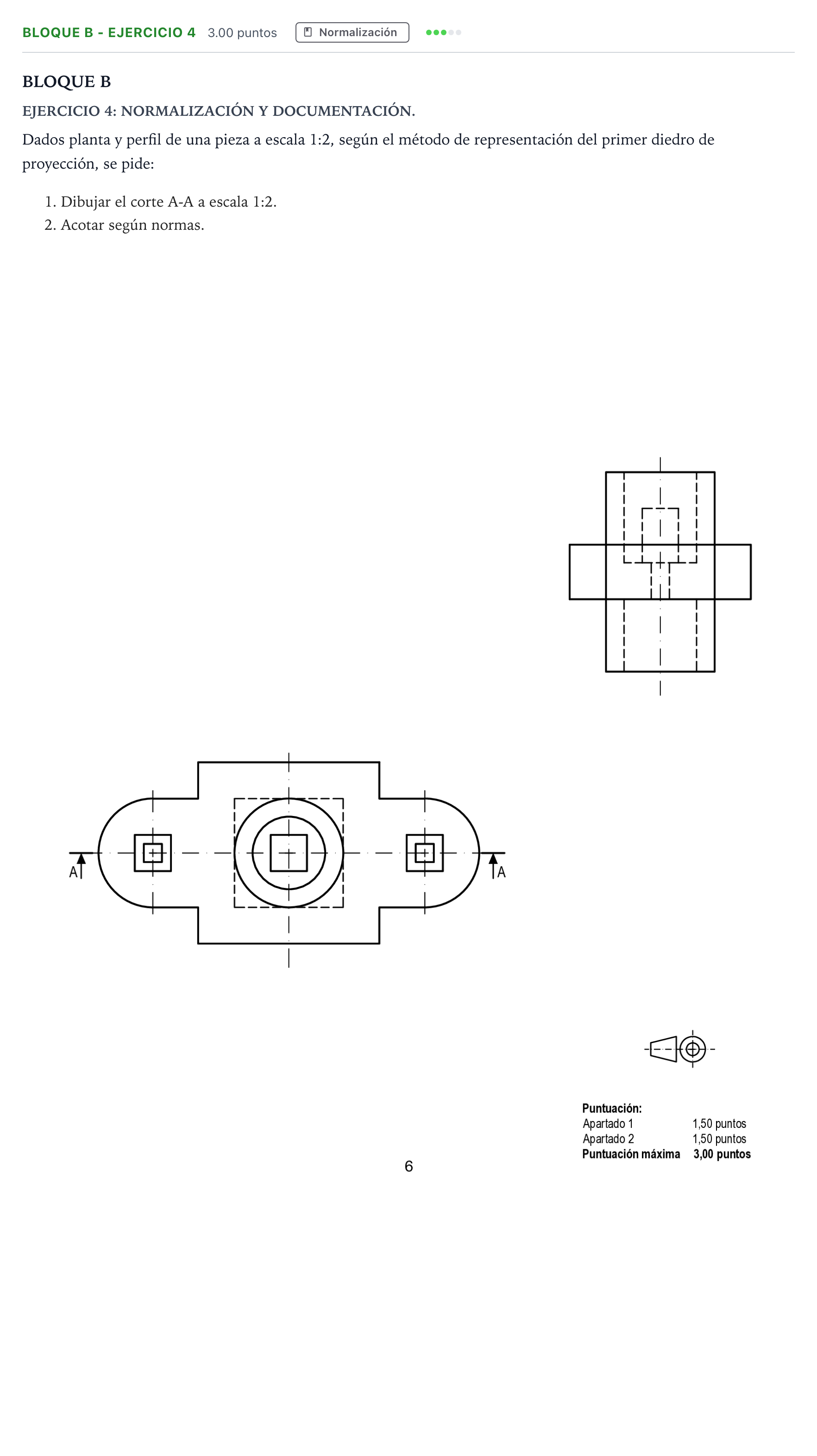 Enunciado: Bloque B - Ejercicio 4 · Dibujo técnico II PAU Andalucía Ordinaria Reserva 2021