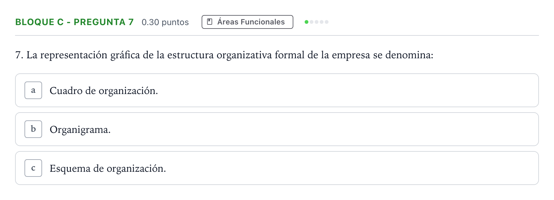 Enunciado: Bloque C - Pregunta 7 · Economía de la Empresa PAU Andalucía Extraordinaria Suplente 2021