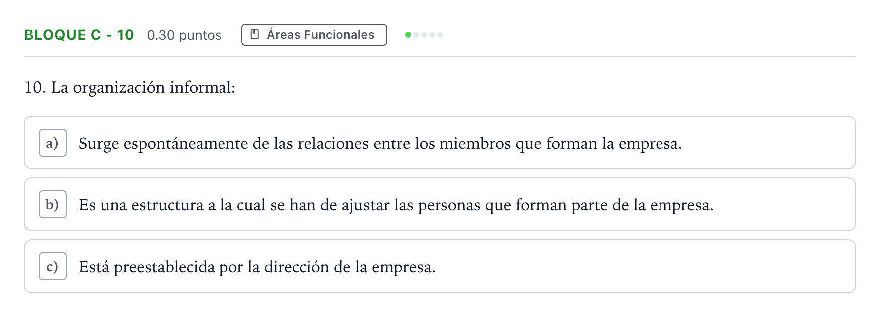 Enunciado: Bloque C - 10 · Economía de la Empresa PAU Andalucía Extraordinaria Titular 2021