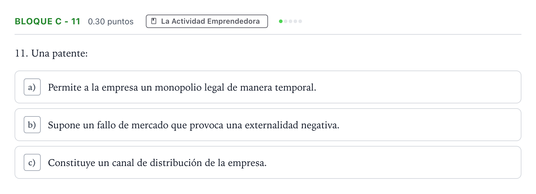 Enunciado: Bloque C - 11 · Economía de la Empresa PAU Andalucía Ordinaria Reserva 2021