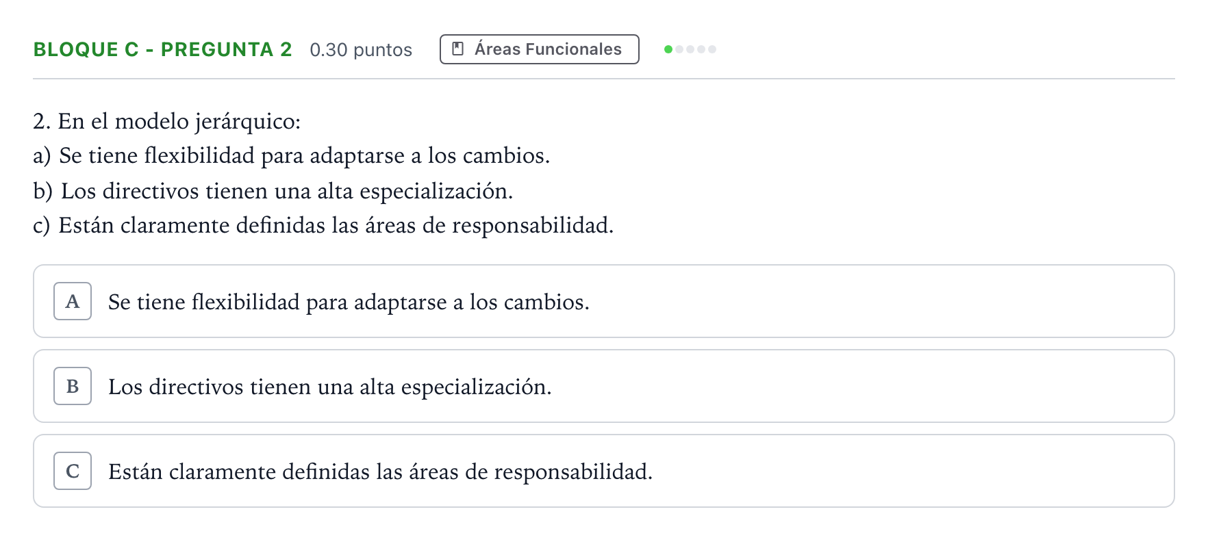 Enunciado: Bloque C - Pregunta 2 · Economía de la Empresa PAU Andalucía Ordinaria Suplente 2021
