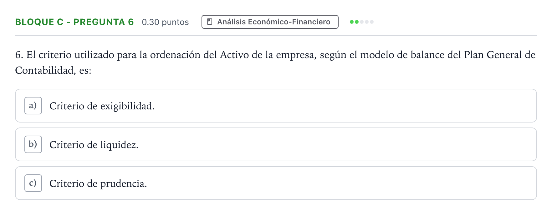 Enunciado: Bloque C - Pregunta 6 · Economía de la Empresa PAU Andalucía Ordinaria Suplente 2021