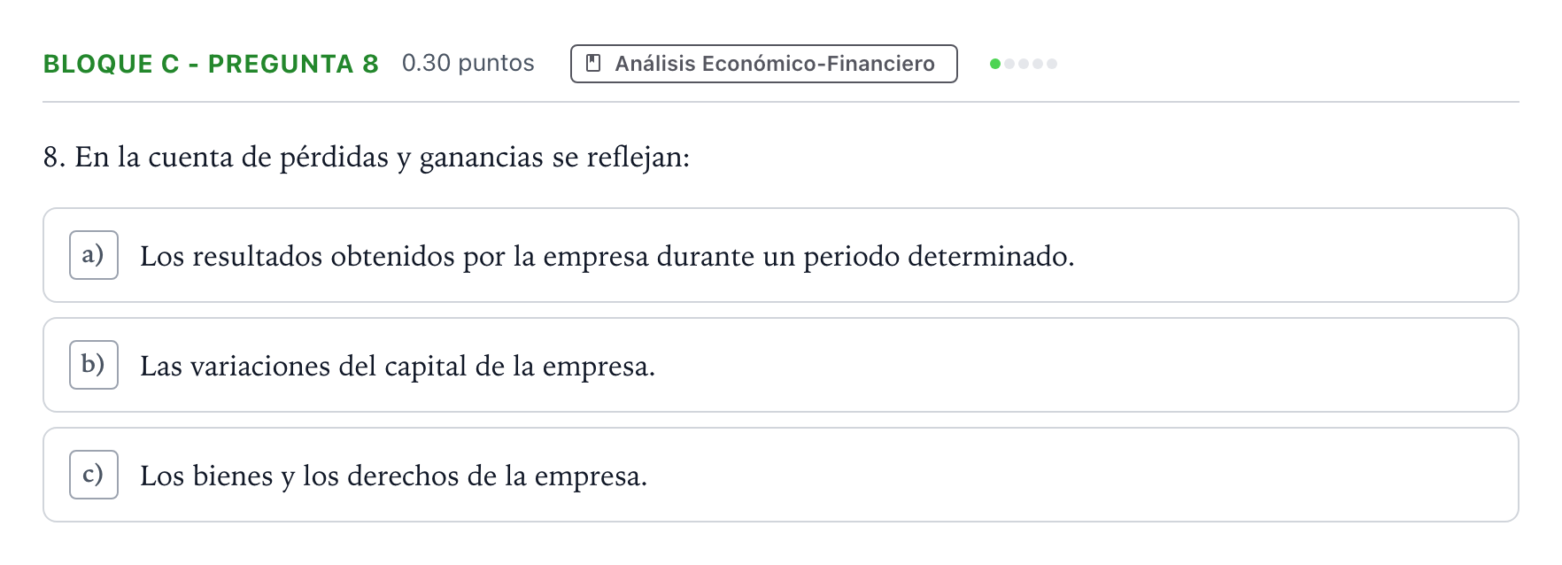 Enunciado: Bloque C - Pregunta 8 · Economía de la Empresa PAU Andalucía Ordinaria Suplente 2021