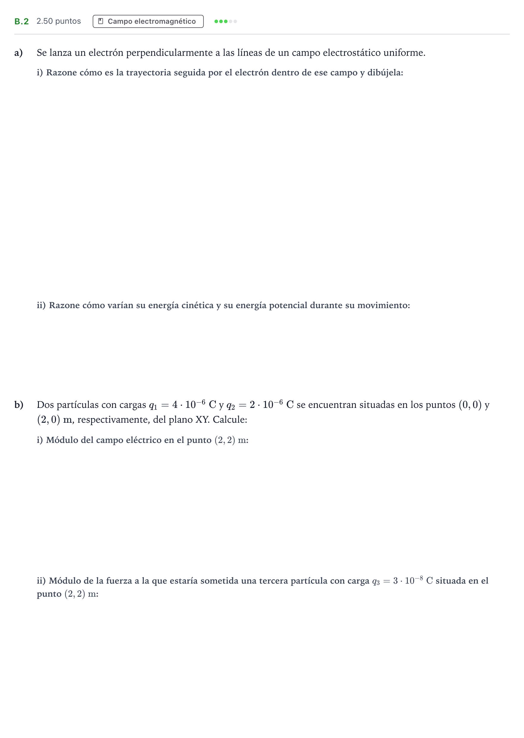 Enunciado: Ejercicio B.2 · Física PAU Andalucía Extraordinaria Reserva 2021