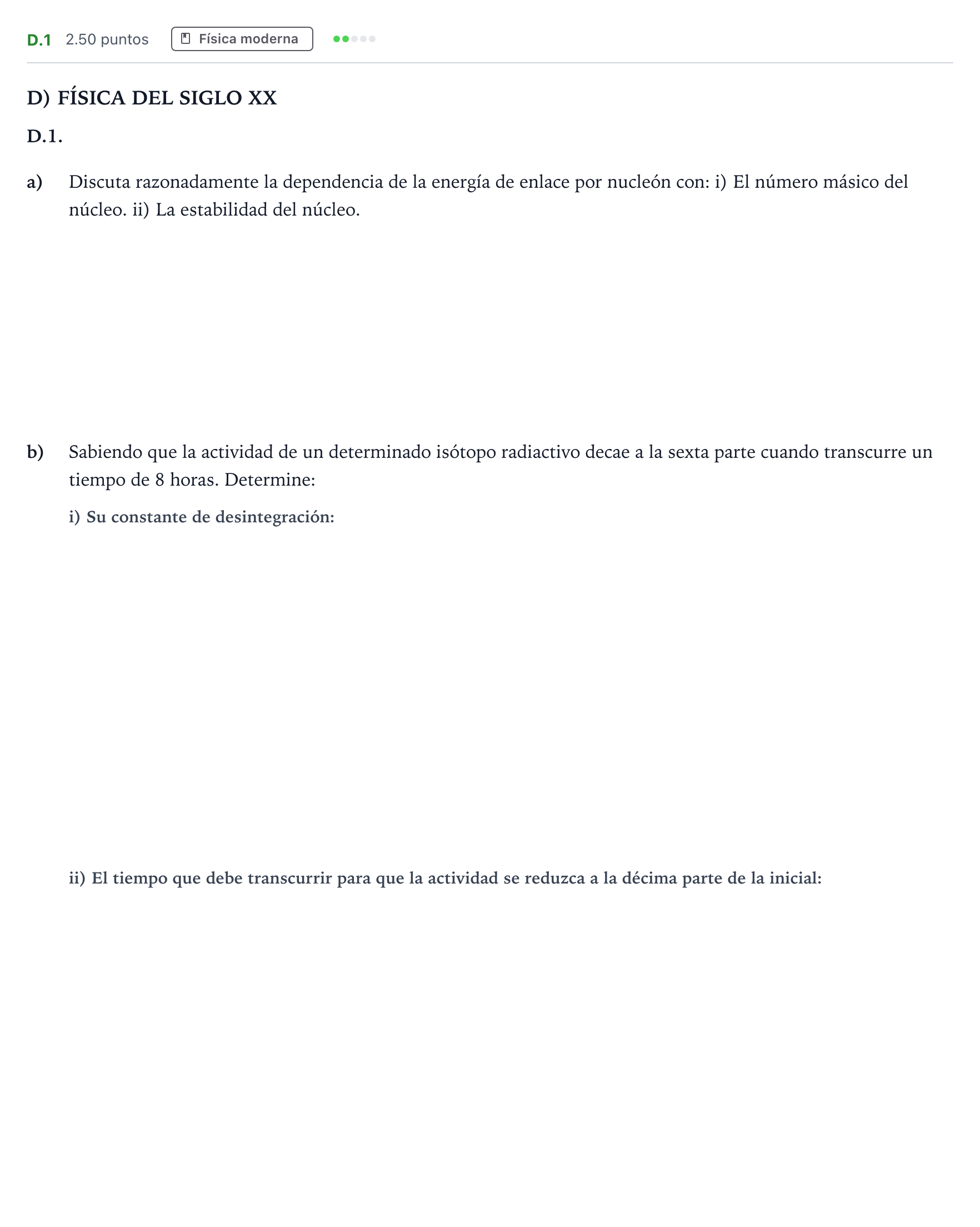 Enunciado: Ejercicio D.1 · Física PAU Andalucía Extraordinaria Reserva 2021