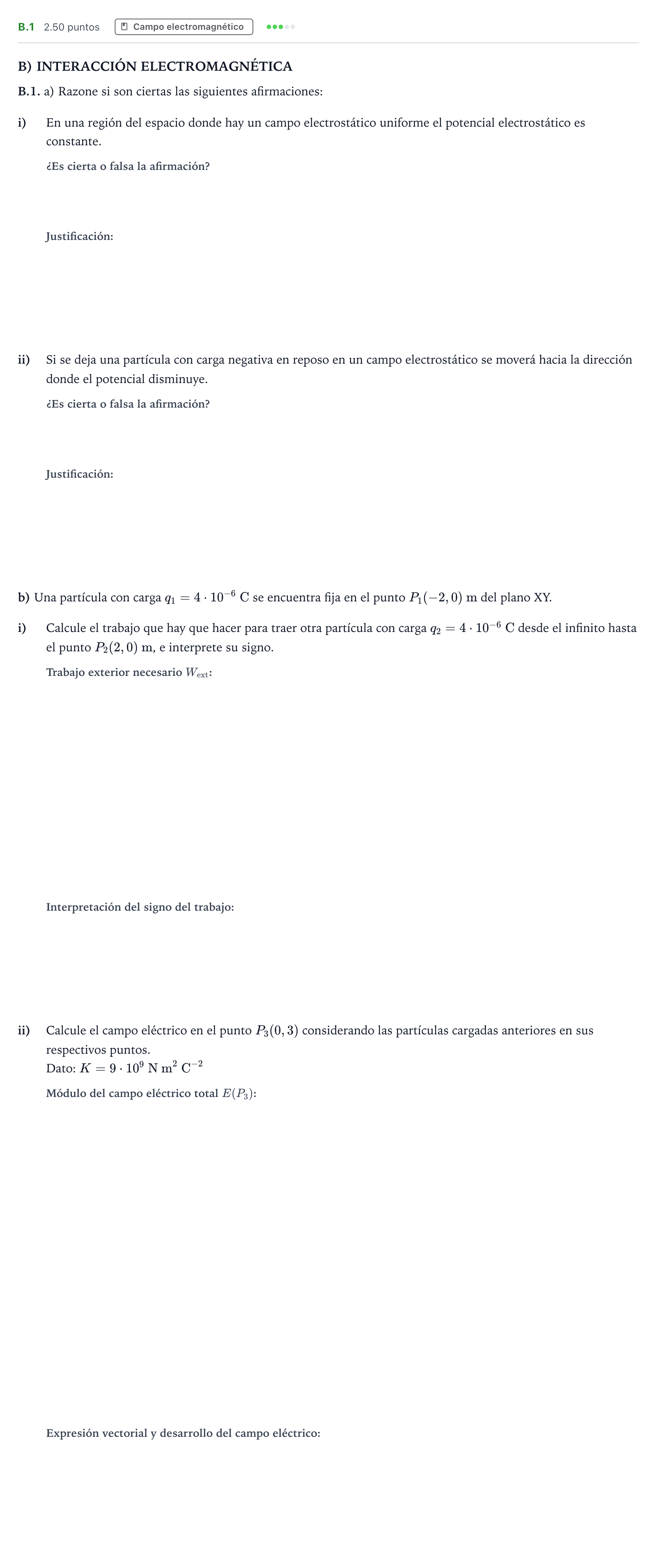 Enunciado: Ejercicio B.1 · Física PAU Andalucía Extraordinaria Suplente 2021